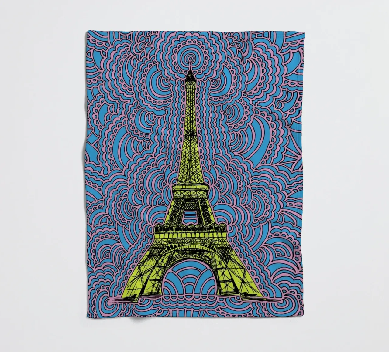 Yellow Eiffel Tower Drawing Meditation coperta in pile da KP Design