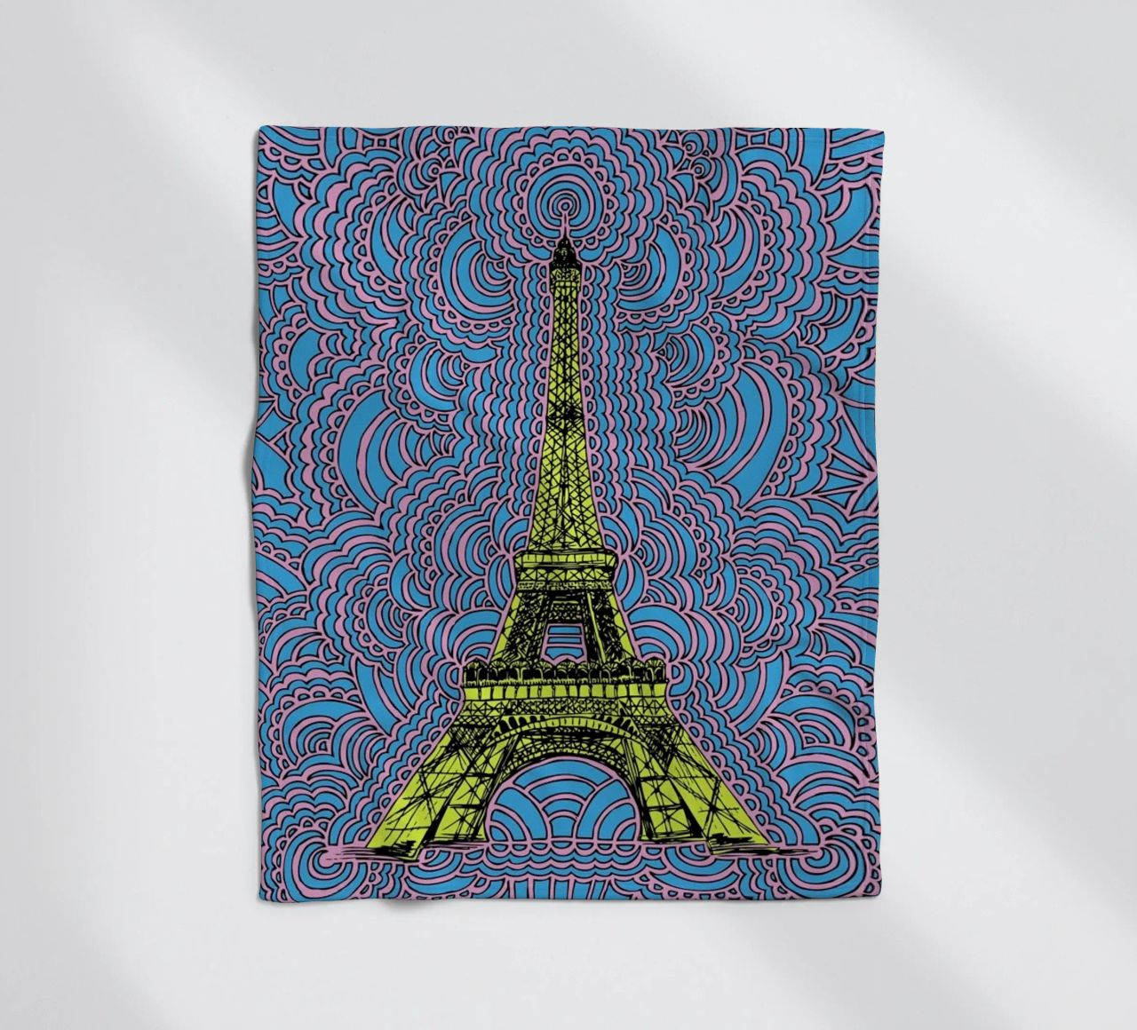 Yellow Eiffel Tower Drawing Meditation coperta in pile da KP Design