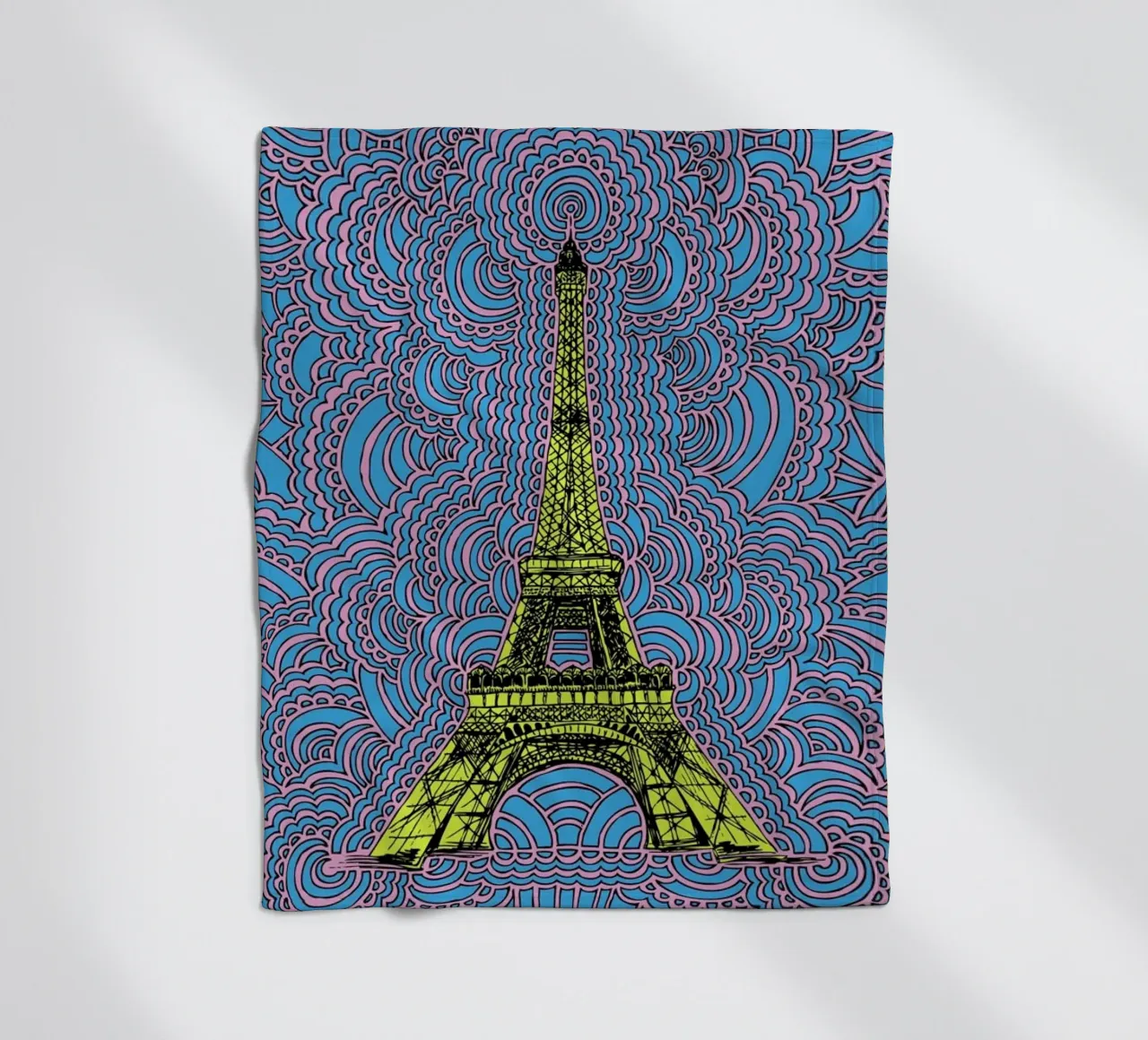 Yellow Eiffel Tower Drawing Meditation coperta in pile da KP Design