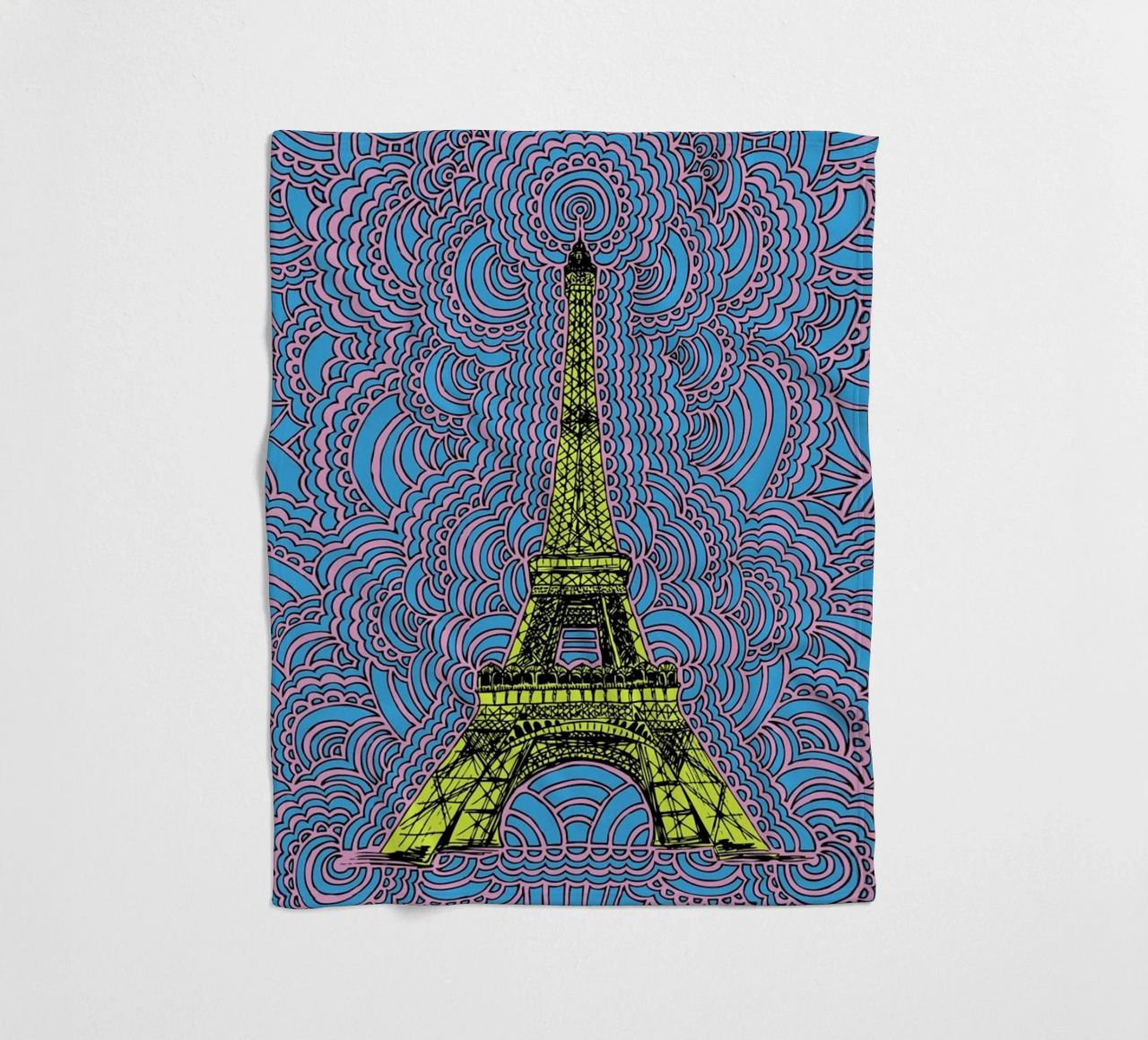 Yellow Eiffel Tower Drawing Meditation coperta in pile da KP Design
