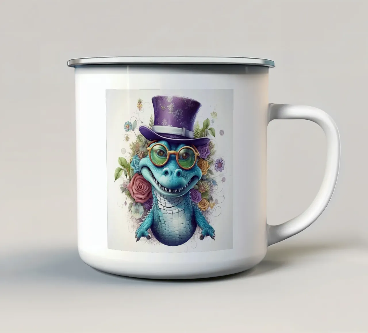 Alligatore magico retrò tazza in smalto da Funny Animals