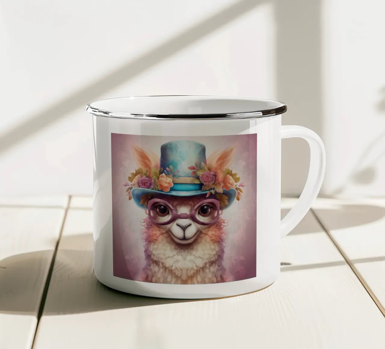 Alpaca magica retrò tazza in smalto da Funny Animals
