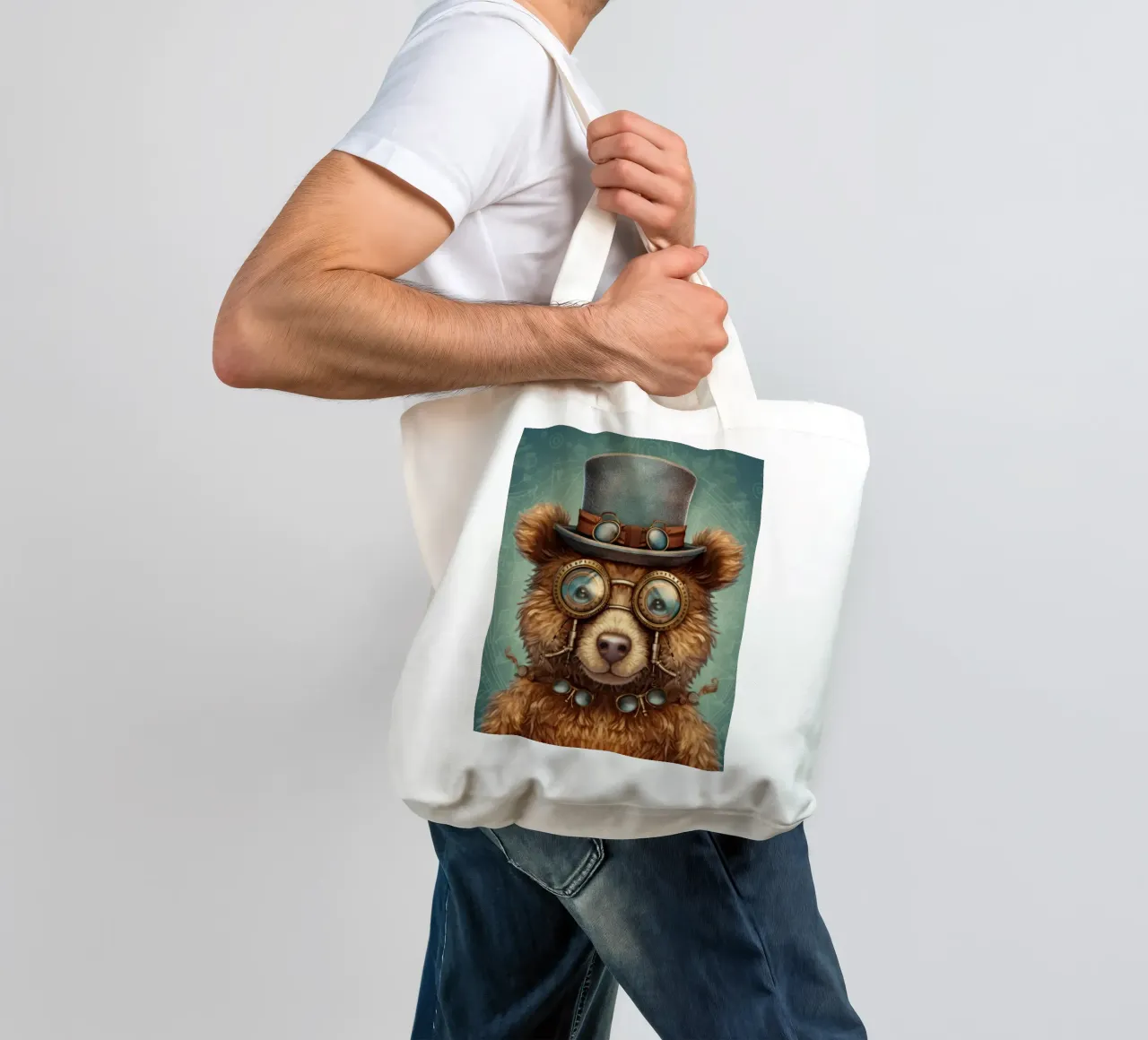 Orso marrone retrò magico borsa in juta da Funny Animals