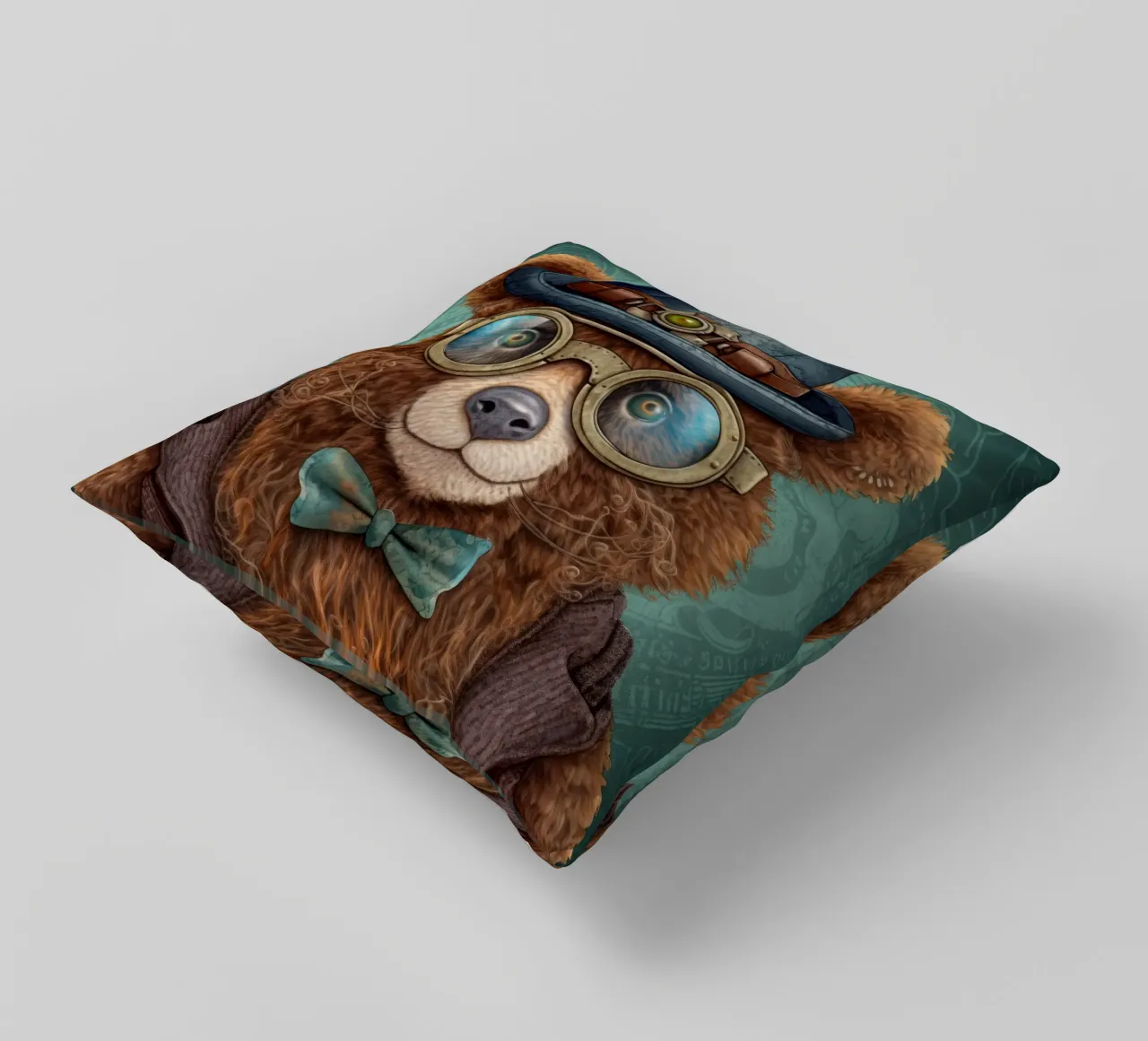 Orso marrone retrò magico cuscino da Funny Animals