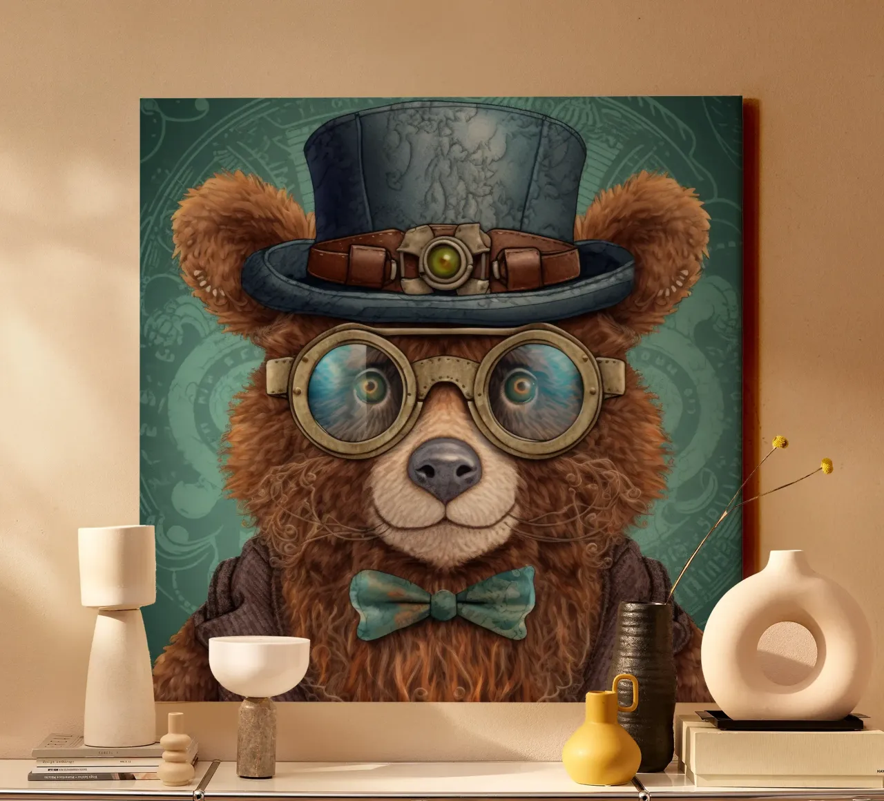 Orso marrone retrò magico tela da Funny Animals