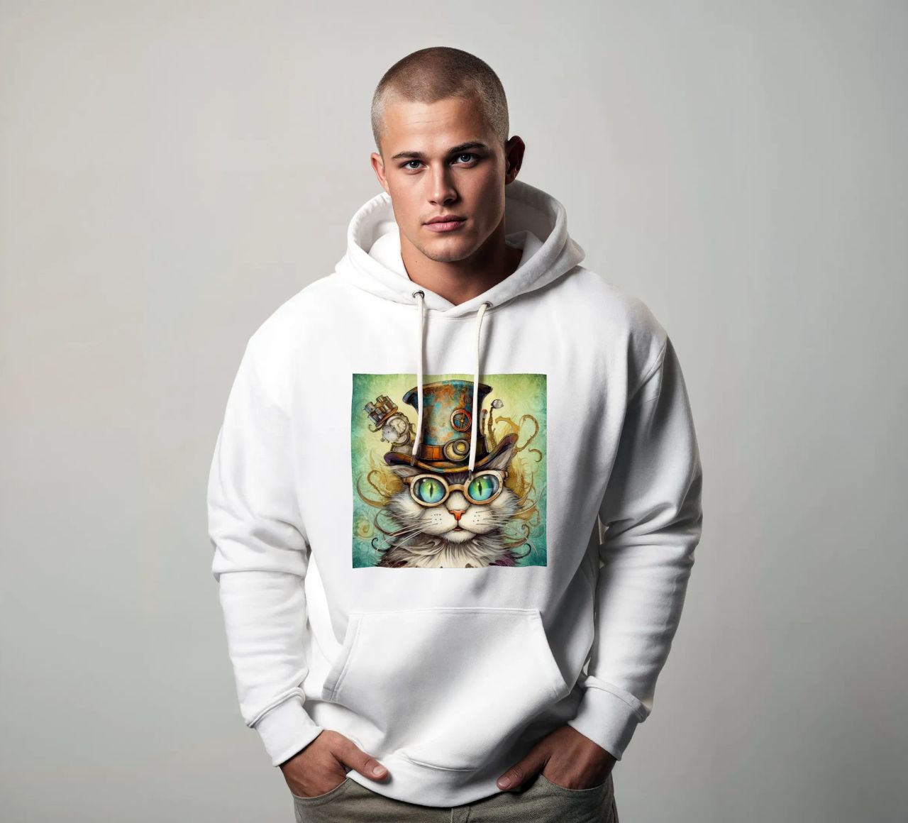 Gatto magico retrò felpa con cappuccio da Funny Animals