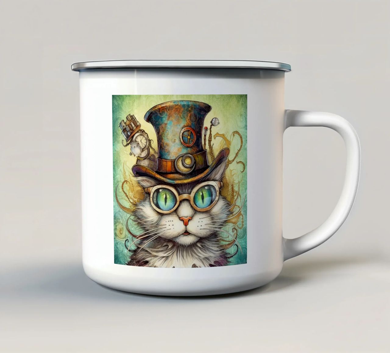 Gatto magico retrò tazza in smalto da Funny Animals