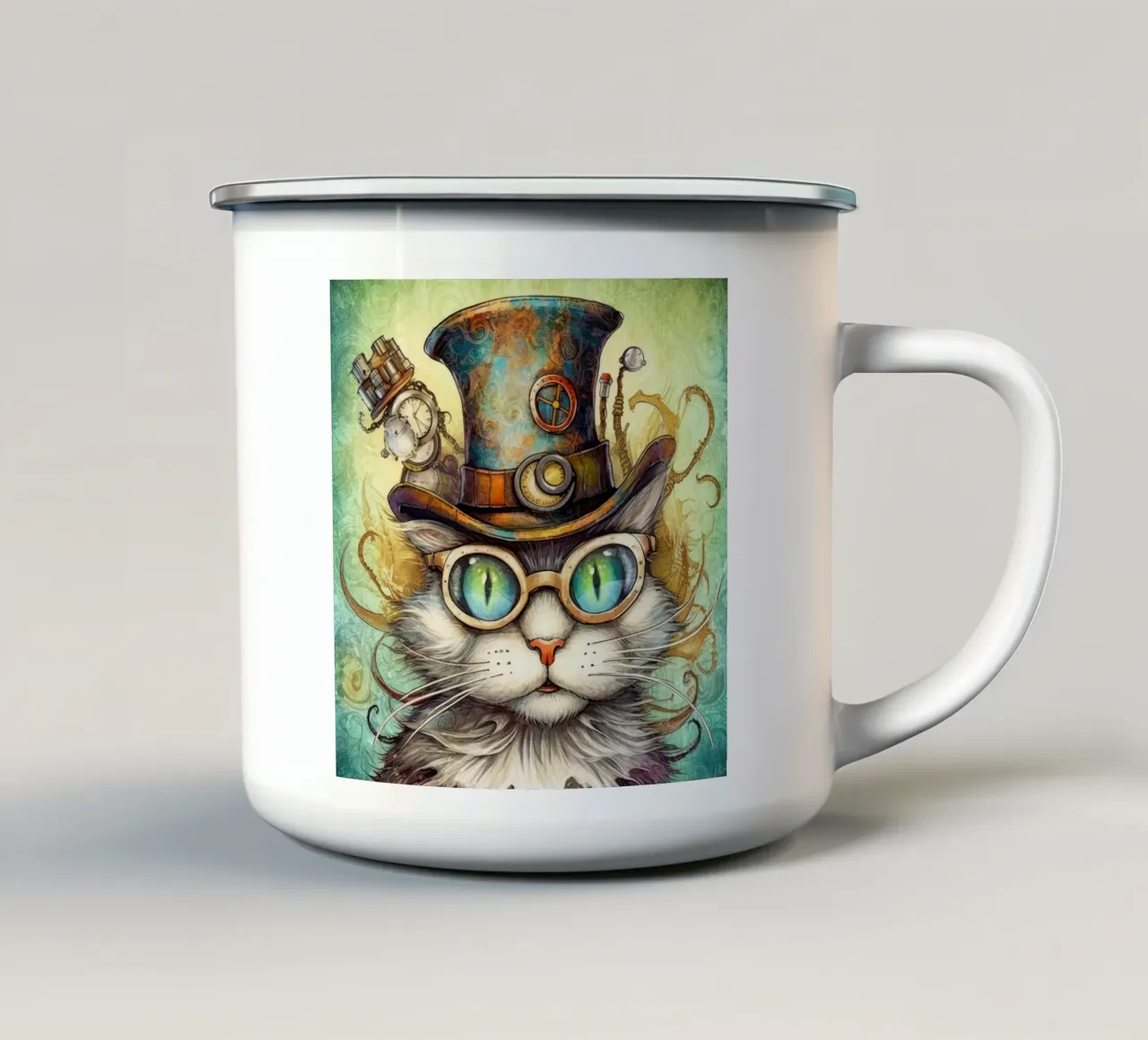 Retro Magical Cat enamel mug by Funny Animals