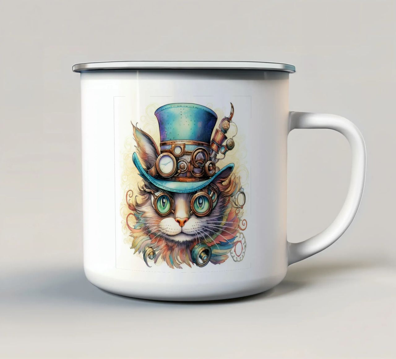 Gatto magico retrò tazza in smalto da Funny Animals