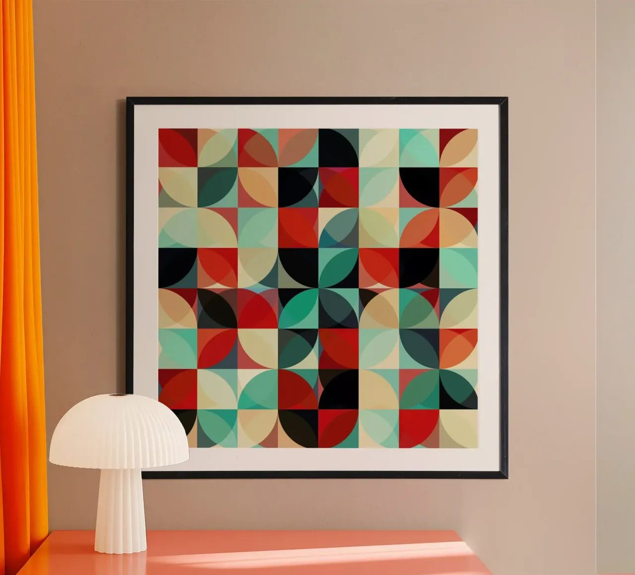 Retro Flowers poster con telaio in legno da JaySan Studio
