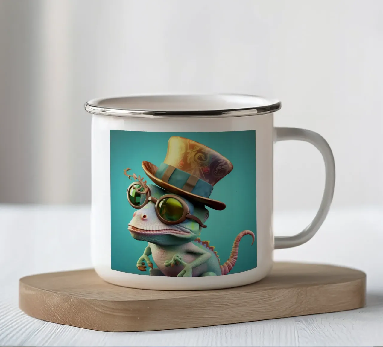 Camaleonte magico retrò tazza in smalto da Funny Animals