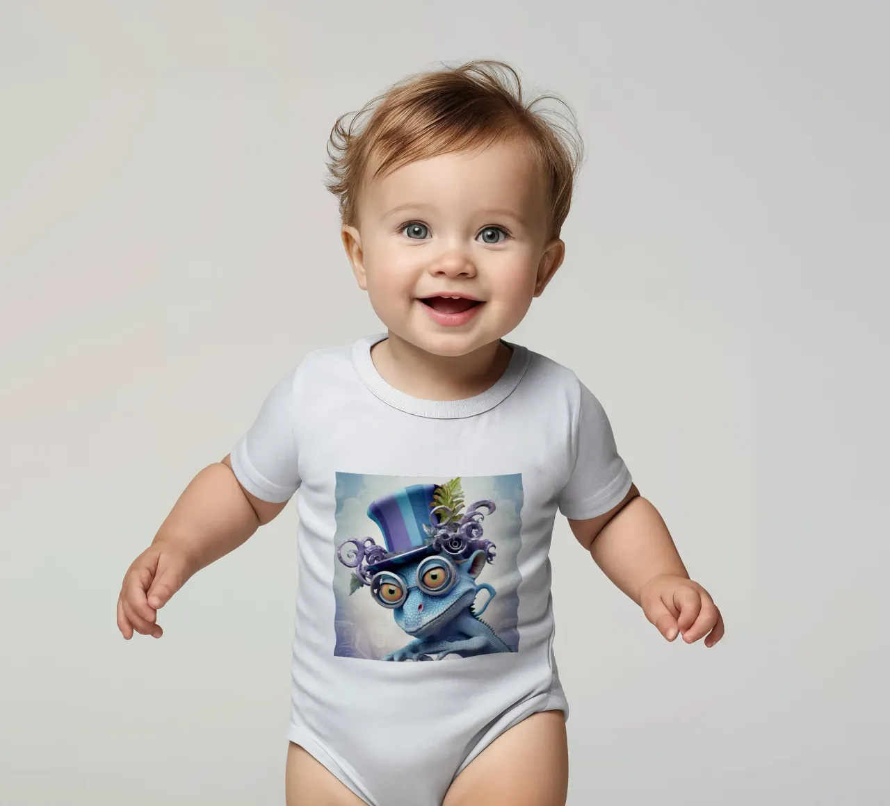 Camaleonte magico retrò body neonato maniche corte da Funny Animals