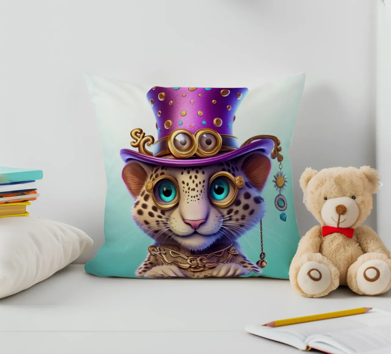 Magischer Gepard im Retrolook Kissen von Funny Animals