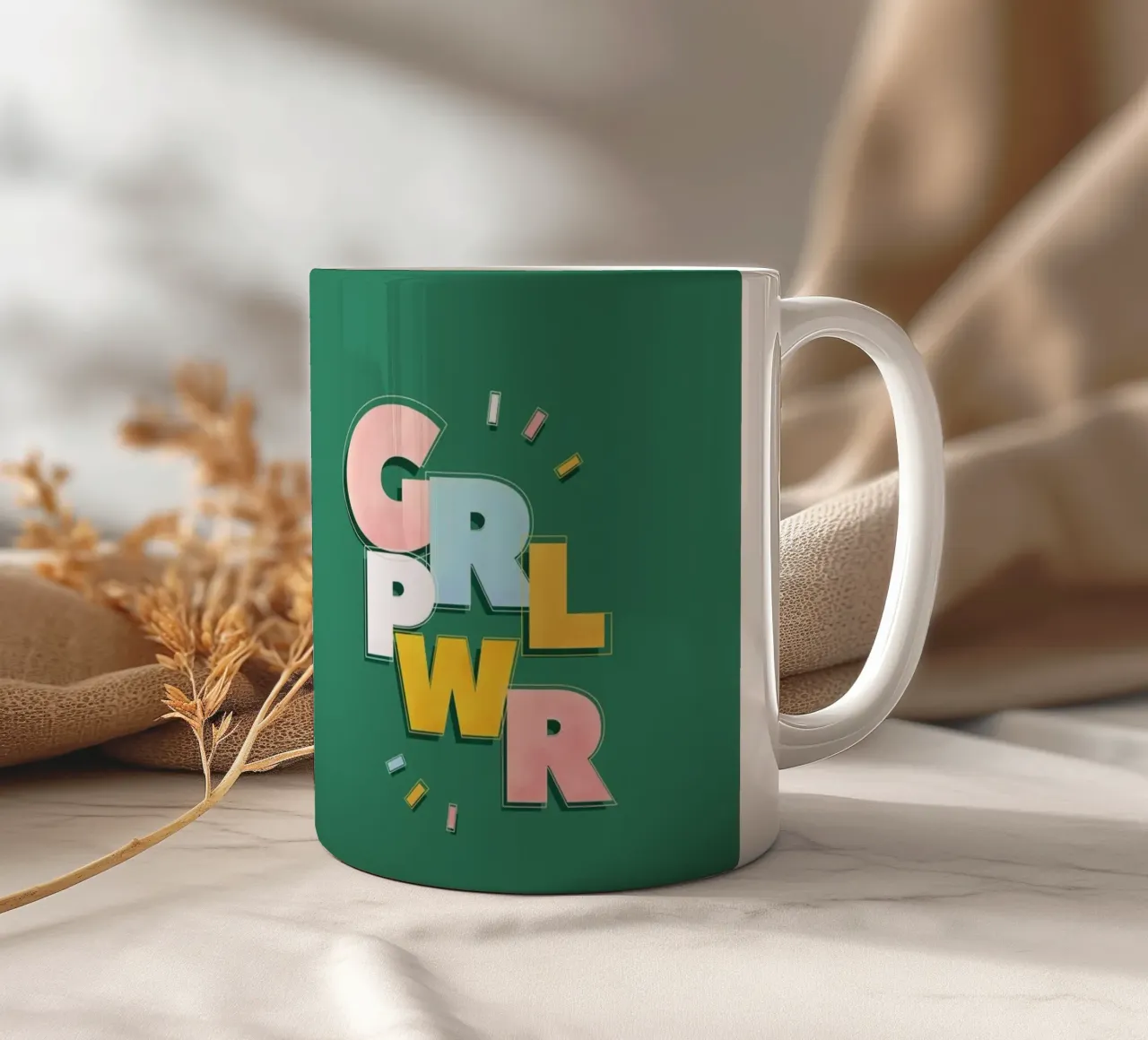 GRL PWR Retro Aesthetic Feminist Typography tazza in ceramica da showmemars