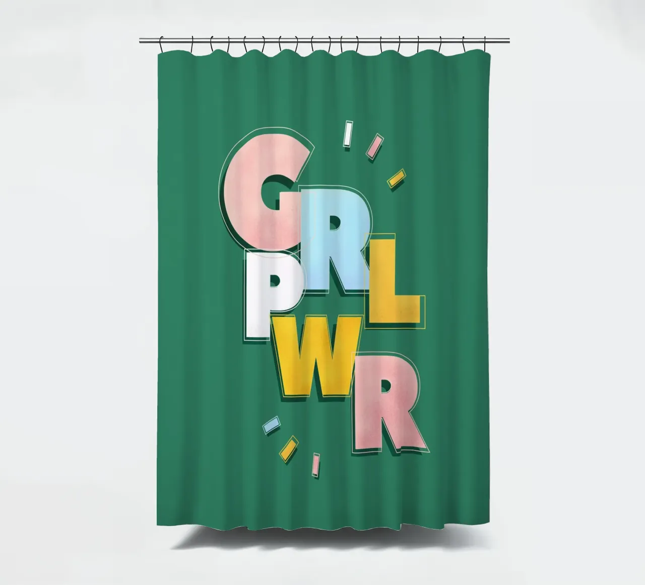 GRL PWR Retro Aesthetic Feminist Typography shower curtain by showmemars