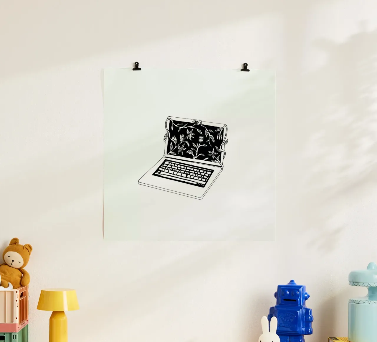 Leave Laptop poster con telaio in legno da Daniela Roessler
