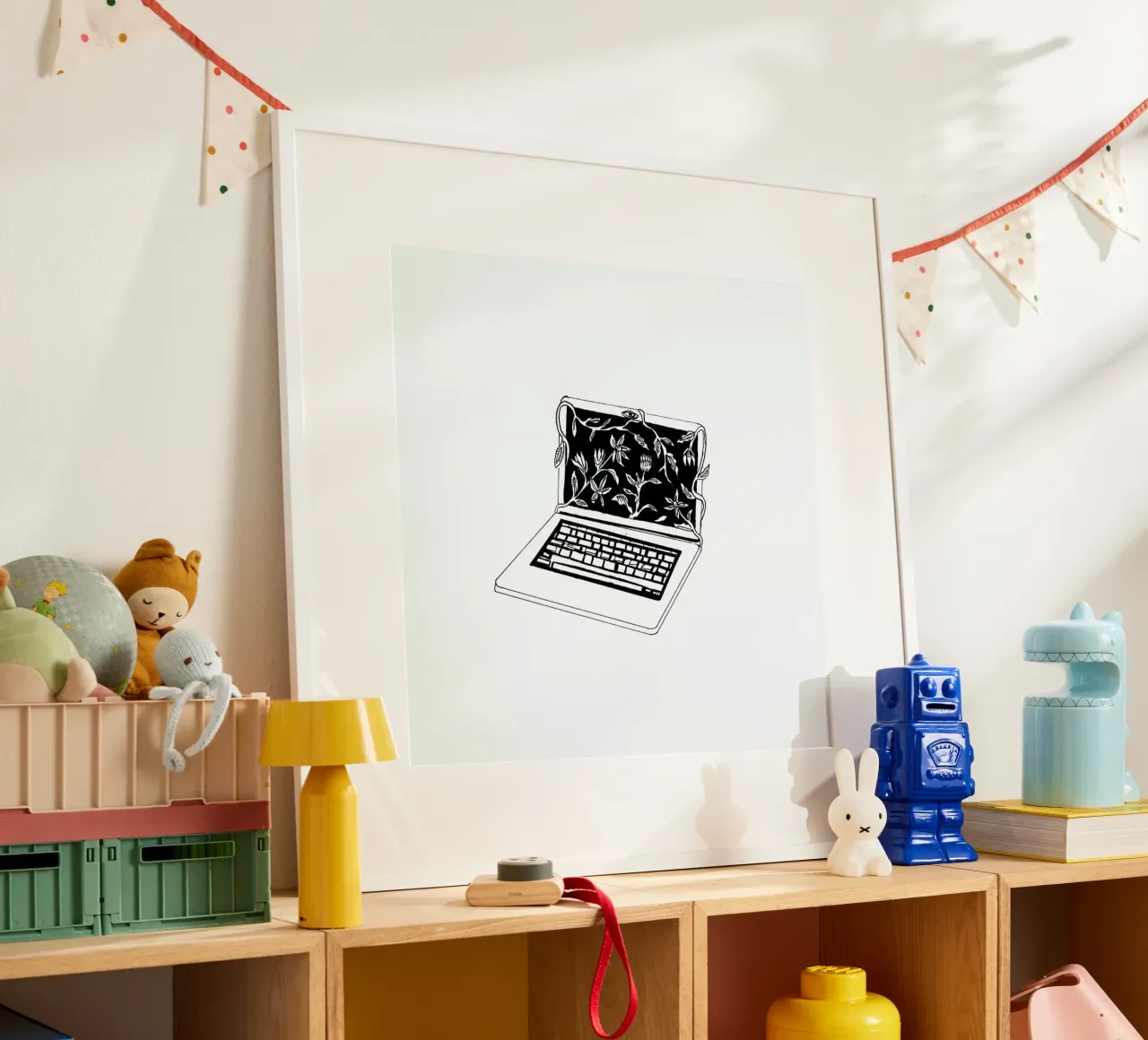 Leave Laptop poster con telaio in legno da Daniela Roessler