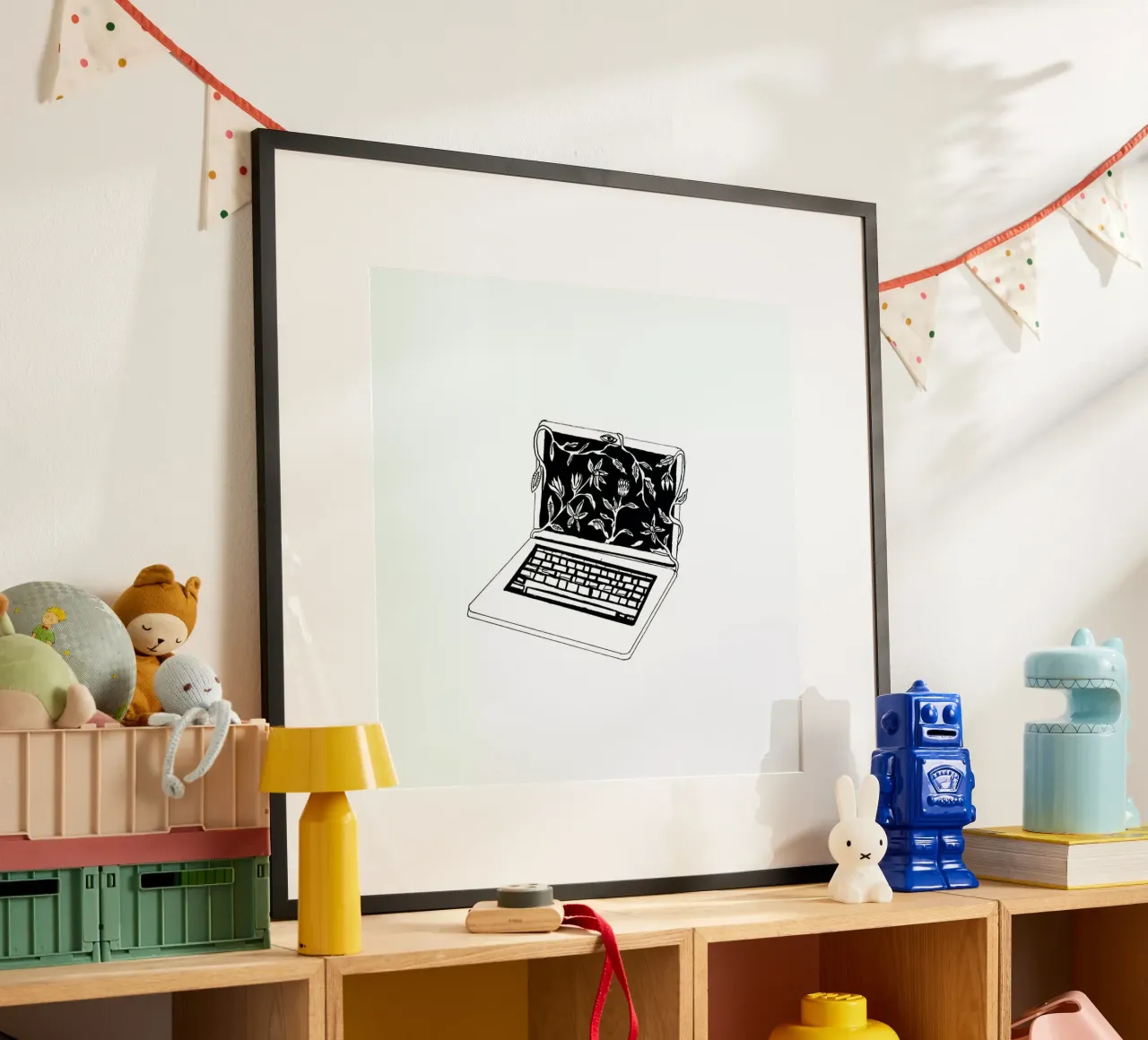 Leave Laptop poster con telaio in legno da Daniela Roessler