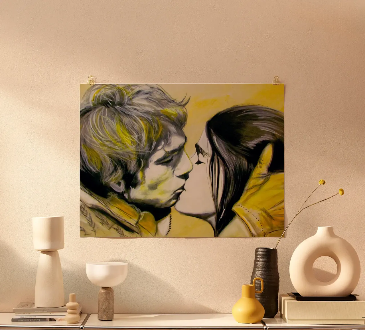 Der Kuss poster con telaio in plastica da Happy 😃 Art 🎨 by Christine Schnoell
