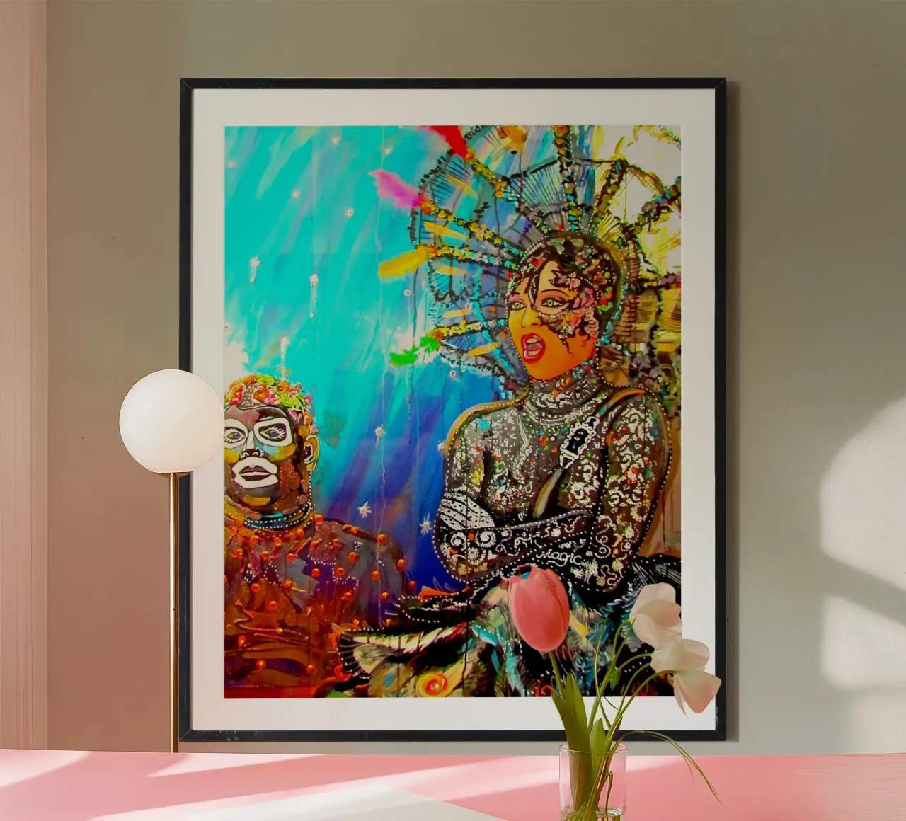 Königin der Nacht - Zauberflöte poster con telaio in legno da Happy 😃 Art 🎨 by Christine Schnoell