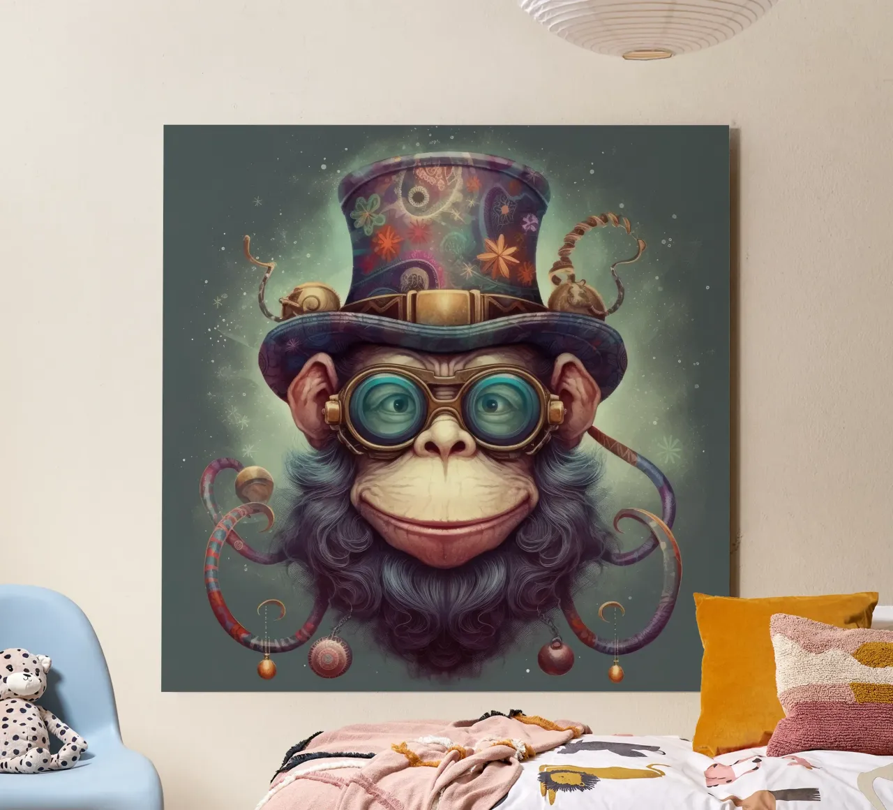 Scimpanzé Magico Retrò alluminio dibond da Funny Animals