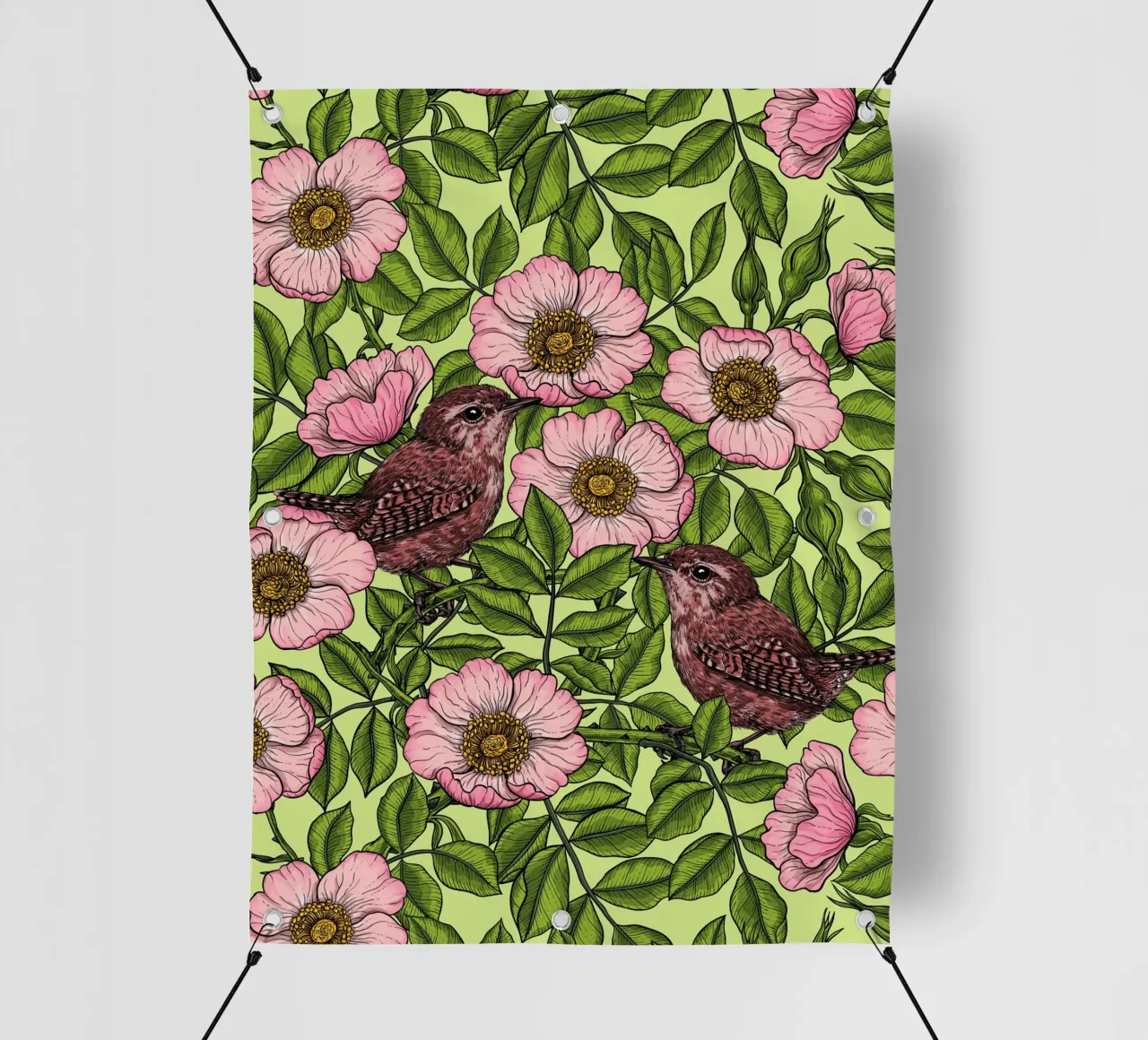 Scriccioli tra le rose selvatiche telo in pvc da Painted Nature
