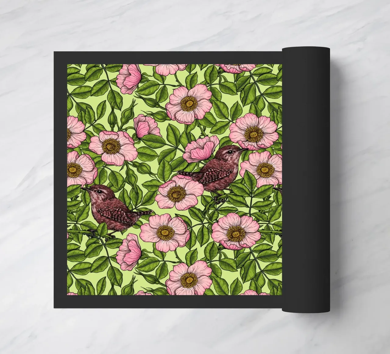 Troglodytes dans les rosiers sauvages paillasson de Painted Nature