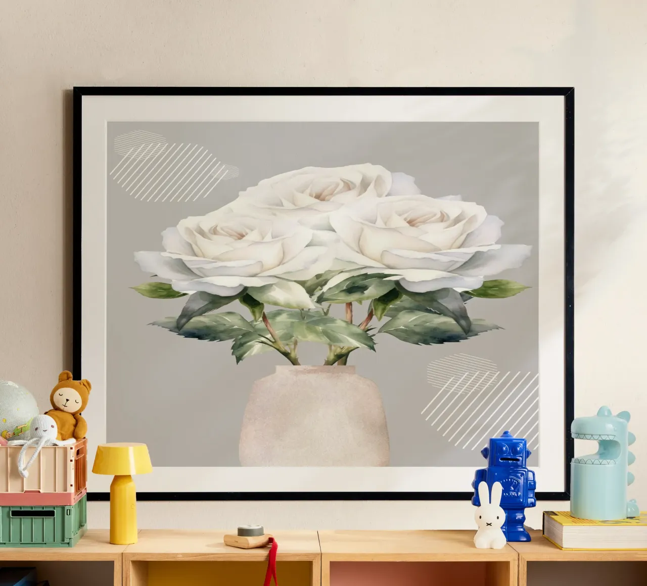 White-Rose poster avec cadre en bois de AESTHETIC VIBES by Isabel