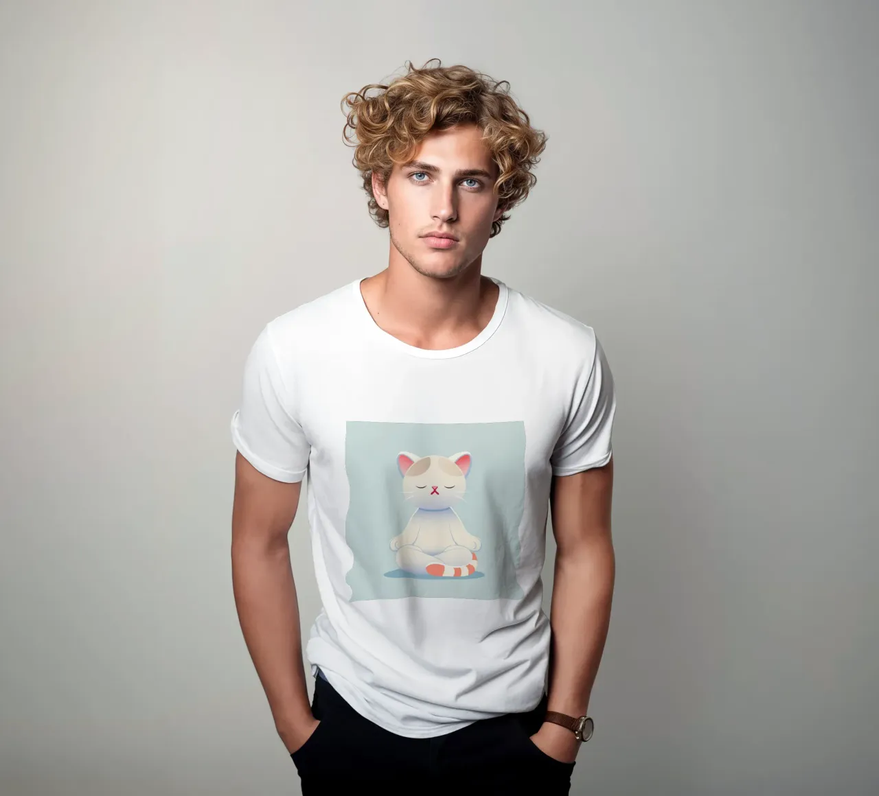 Gatto - Calma meditativa e consapevolezza in colori tenui t-shirt da namosh