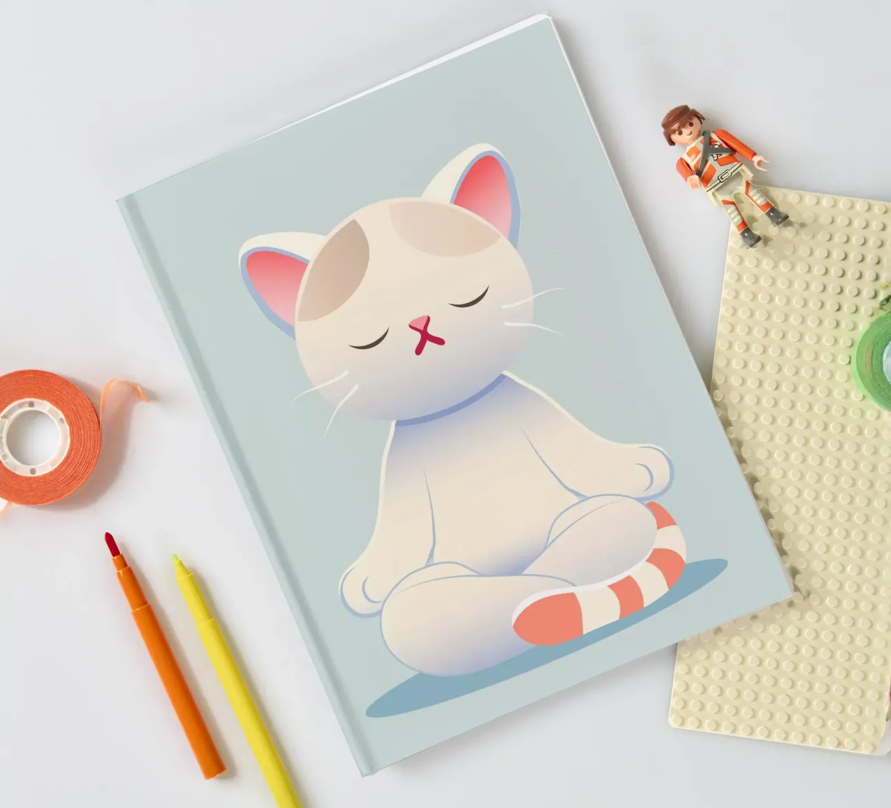 Cat - Meditative calm and mindfulness in soft colours notebook by namosh