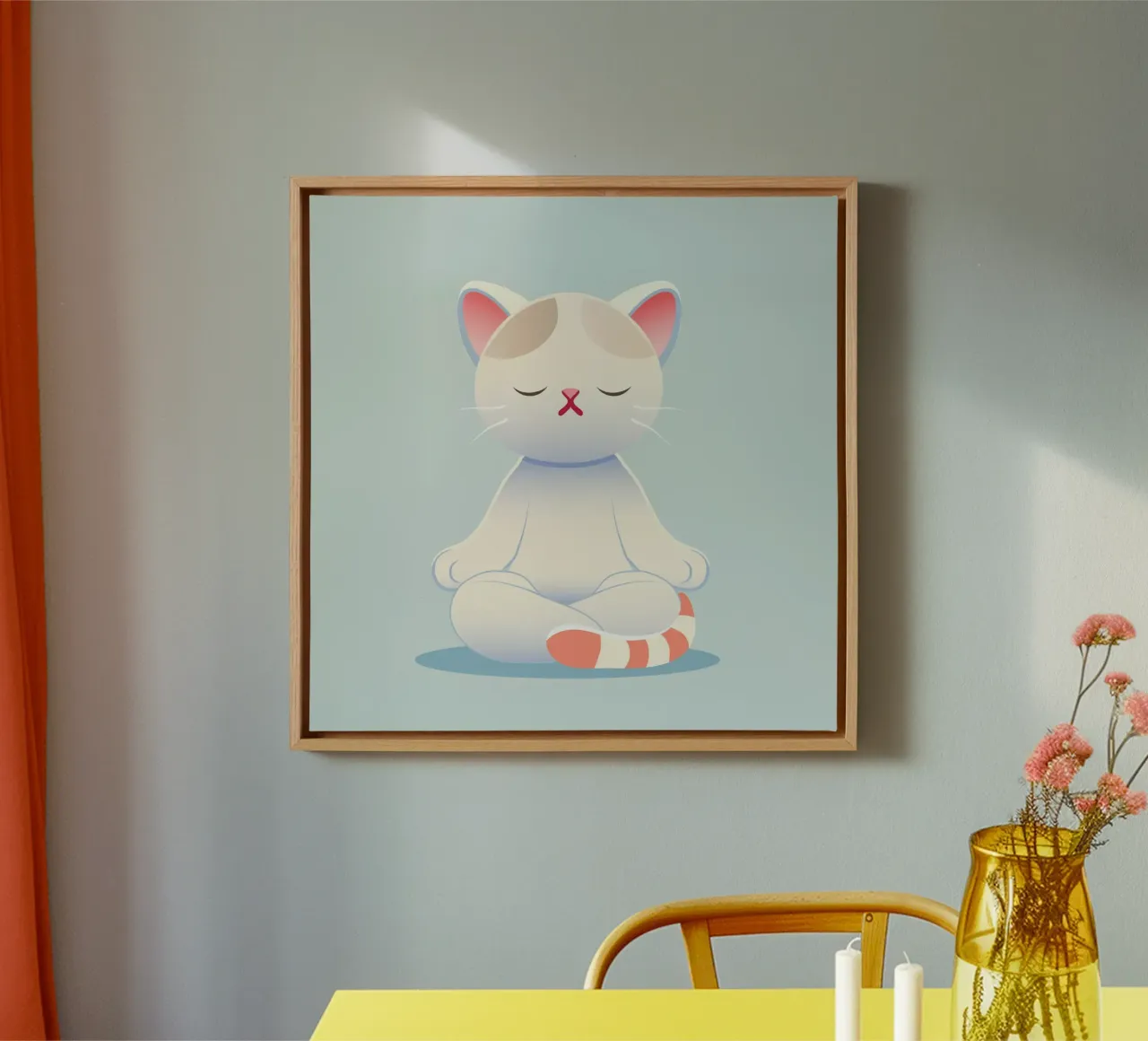 Cat - Meditative calm and mindfulness in soft colours canvas by namosh