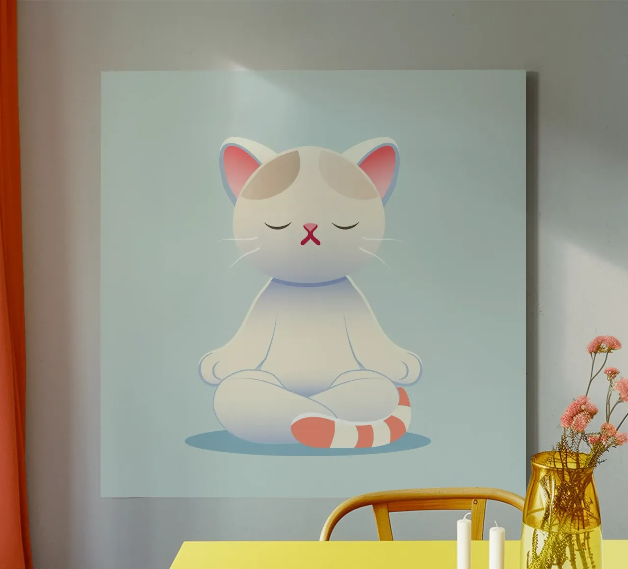Cat - Meditative calm and mindfulness in soft colours canvas by namosh