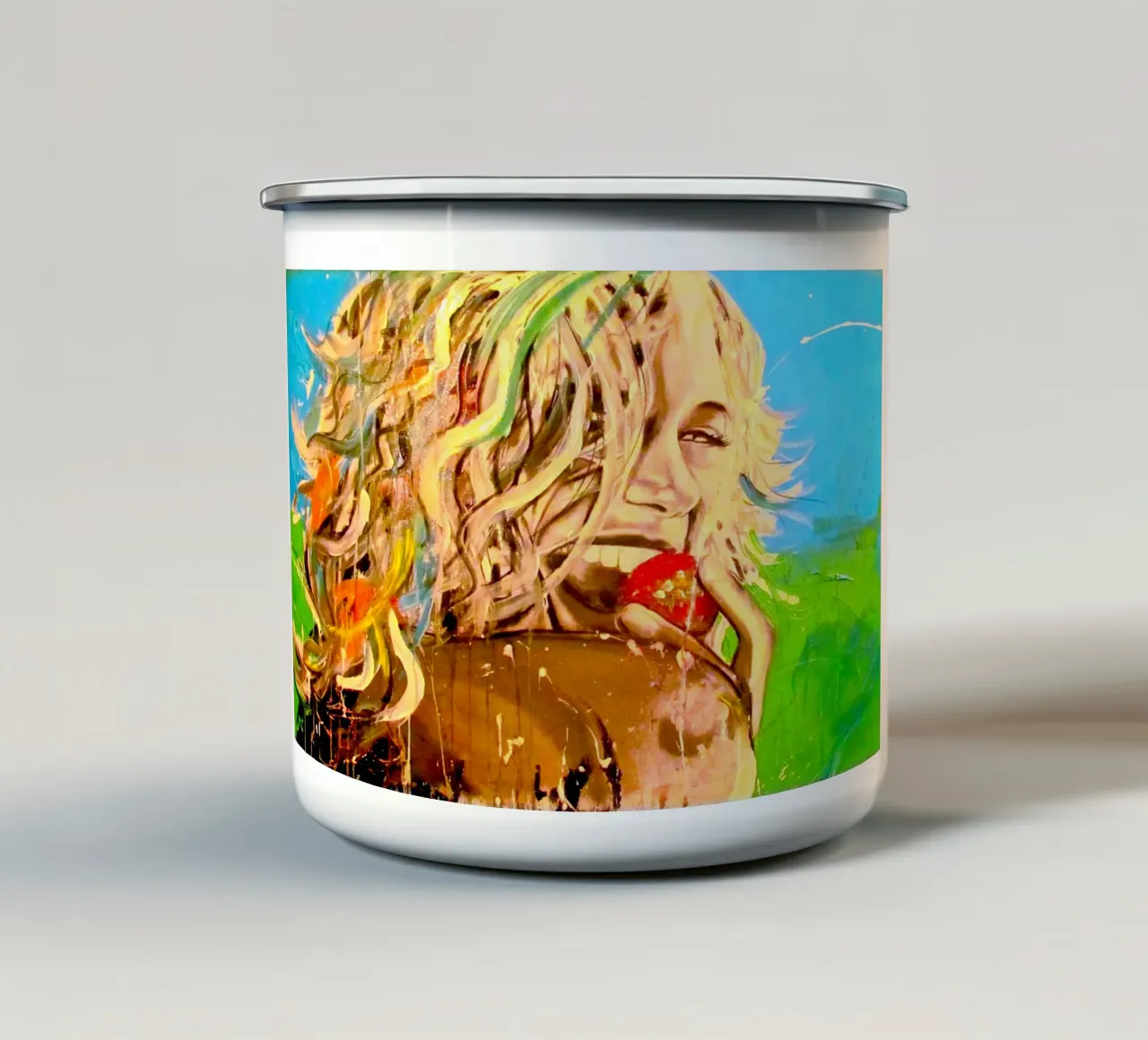 Gesund & Glücklich tazza in smalto da Happy 😃 Art 🎨 by Christine Schnoell