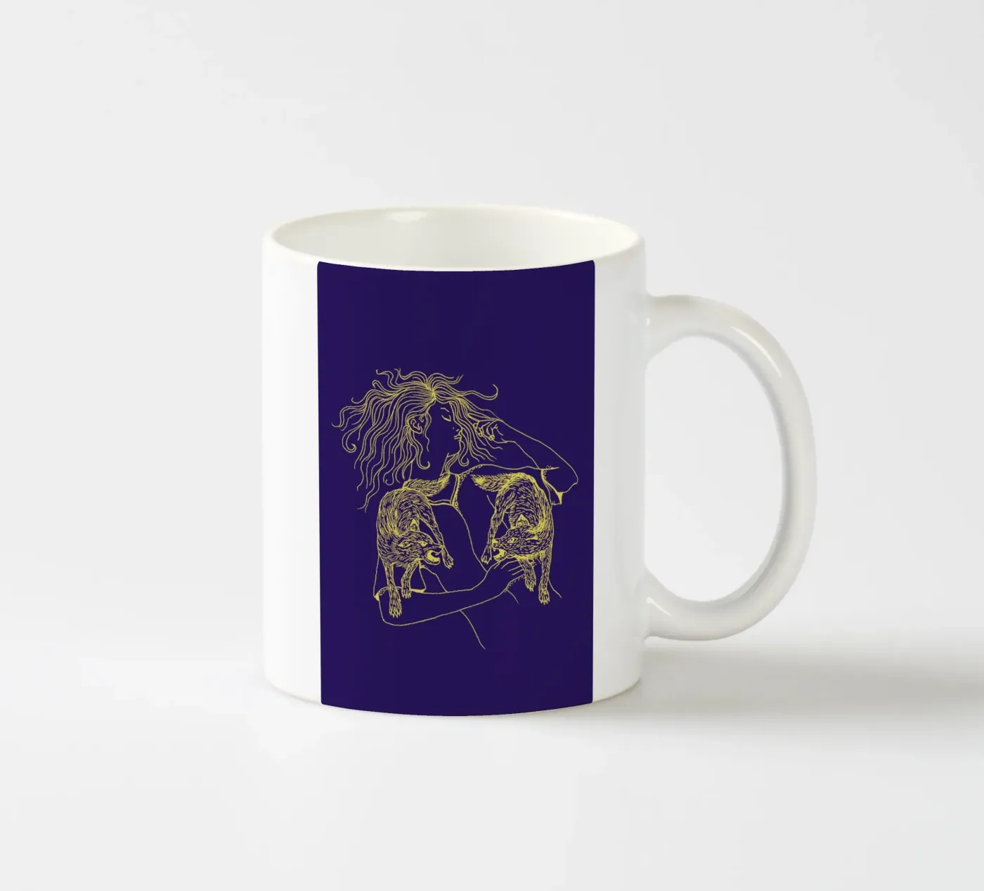 Wolves ceramic mug by Daniela Roessler
