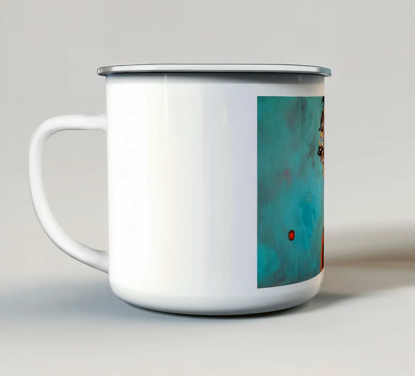 Heroe - Held enamel mug by Happy 😃 Art 🎨 by Christine Schnoell