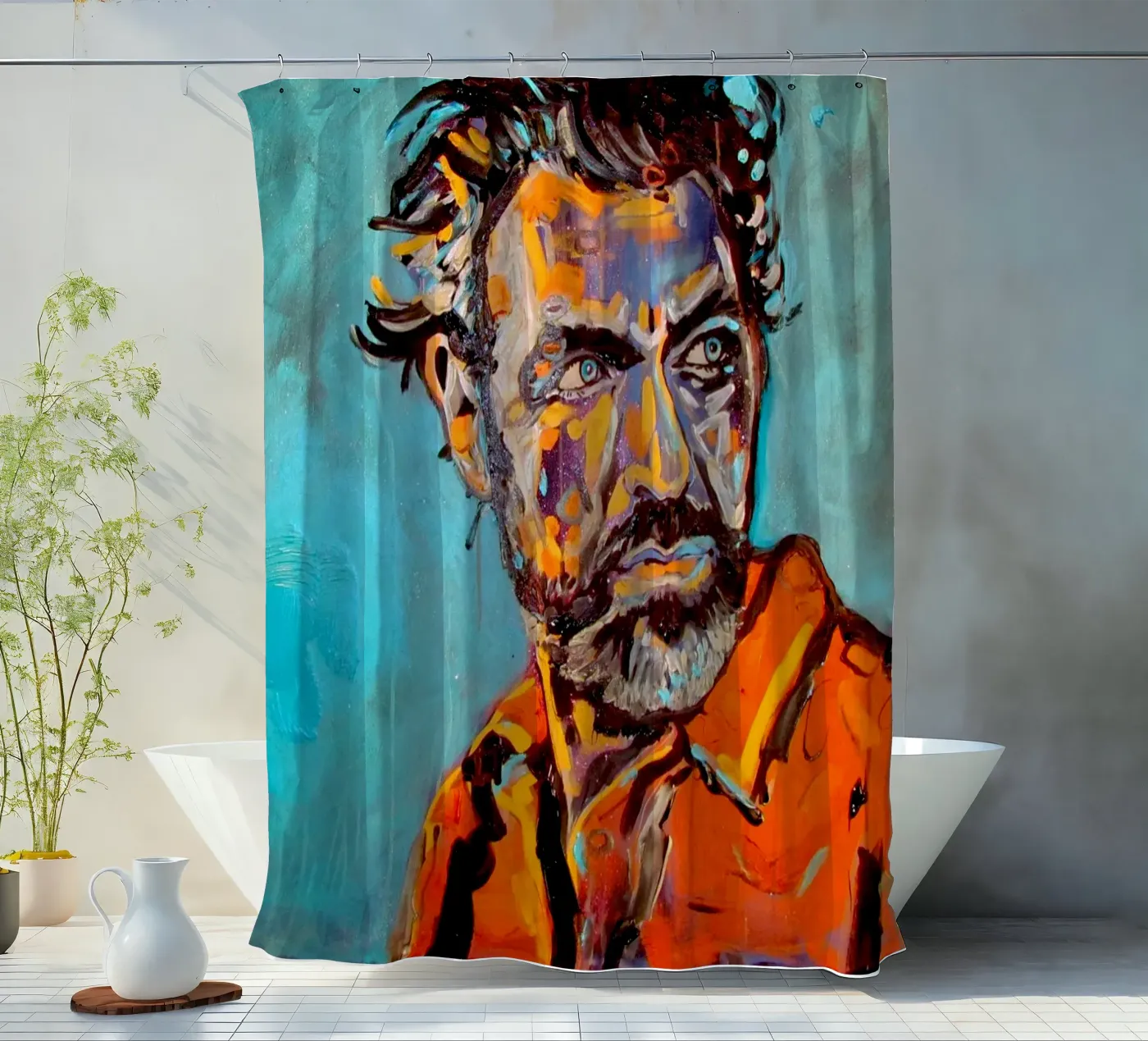 Heroe - Held douchegordijn van Happy 😃 Art 🎨 by Christine Schnoell