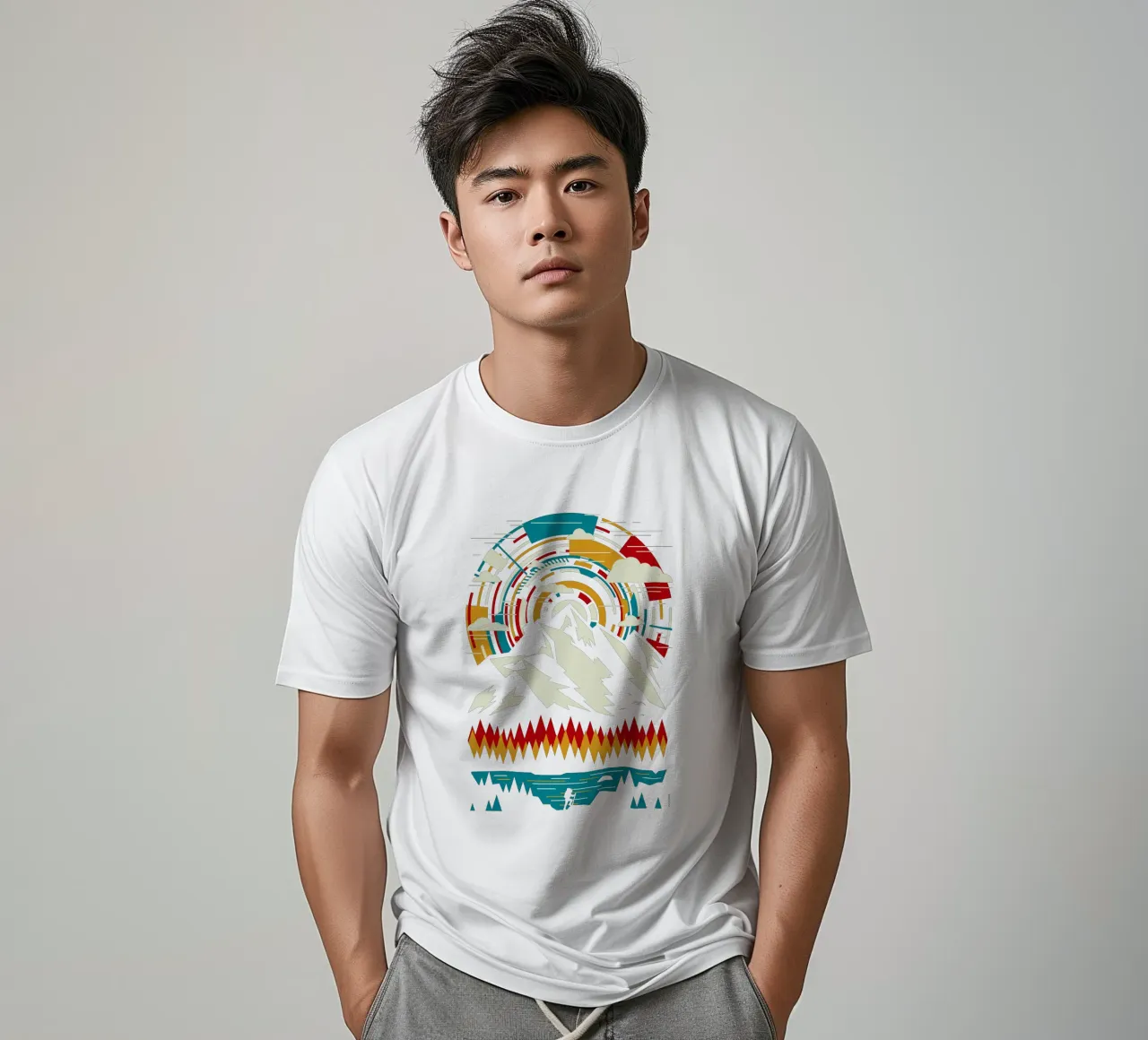 Outdoors Futuristic Mountains - Retro t-shirt by LM2KONE