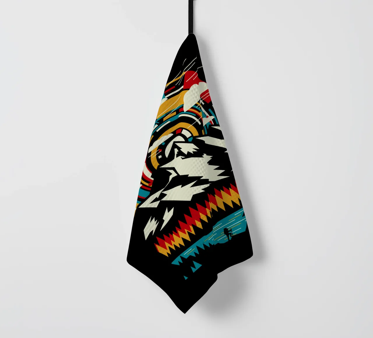 Outdoors Futuristic Mountains - Retro tea towel by LM2KONE