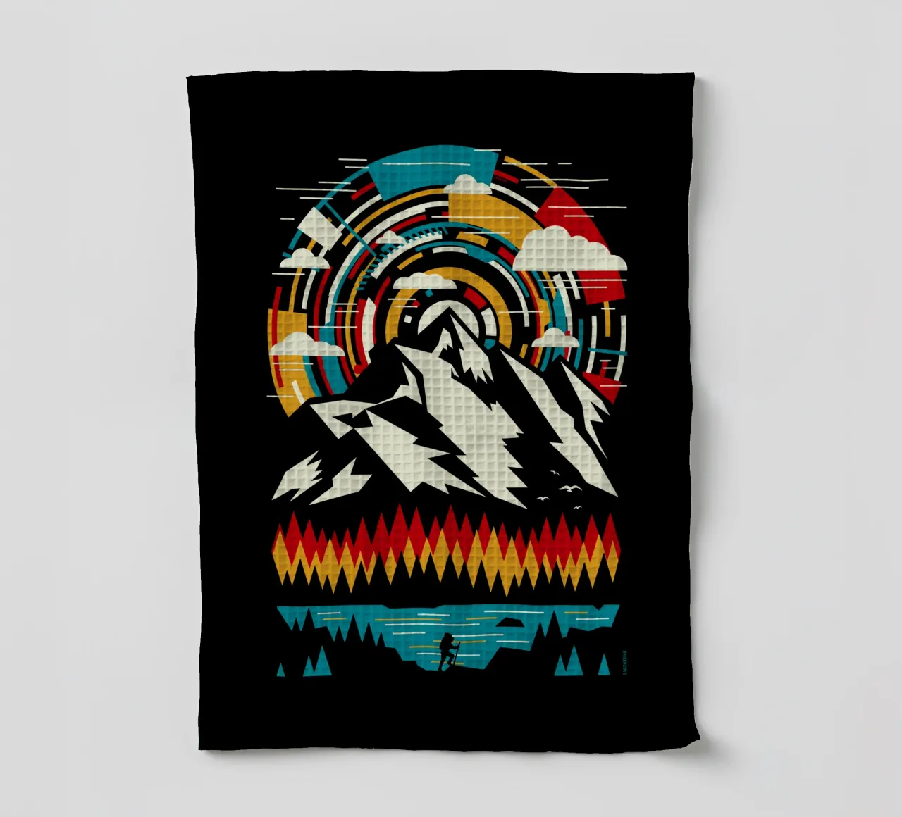Outdoors Futuristic Mountains - Retro tea towel by LM2KONE