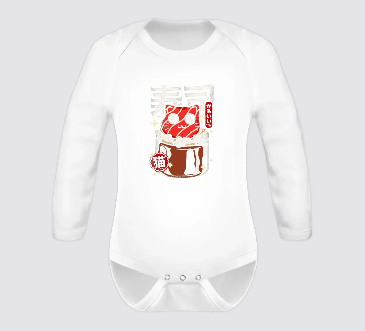 Neko Sushi Cat long-sleeve baby romper by LM2KONE