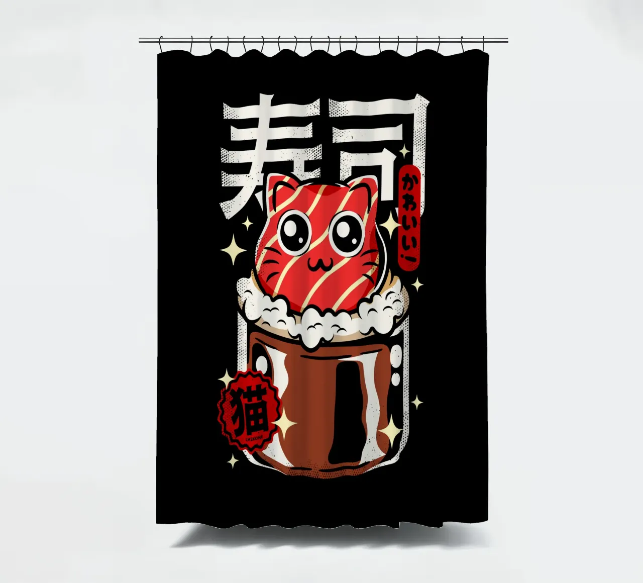 Neko Sushi Cat shower curtain by LM2KONE