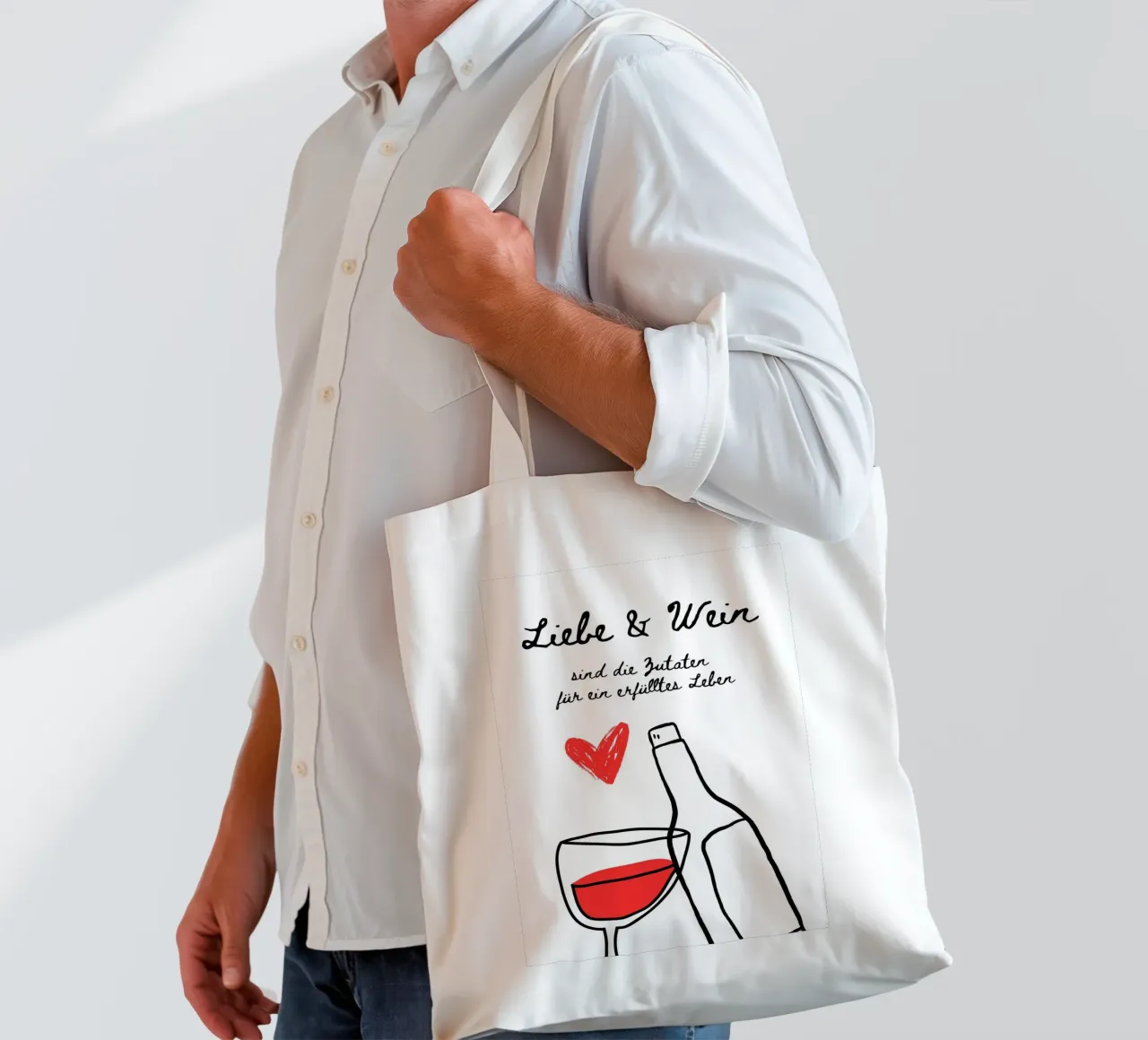 Liebe & Wein borsa in juta da DigiWunderwerk