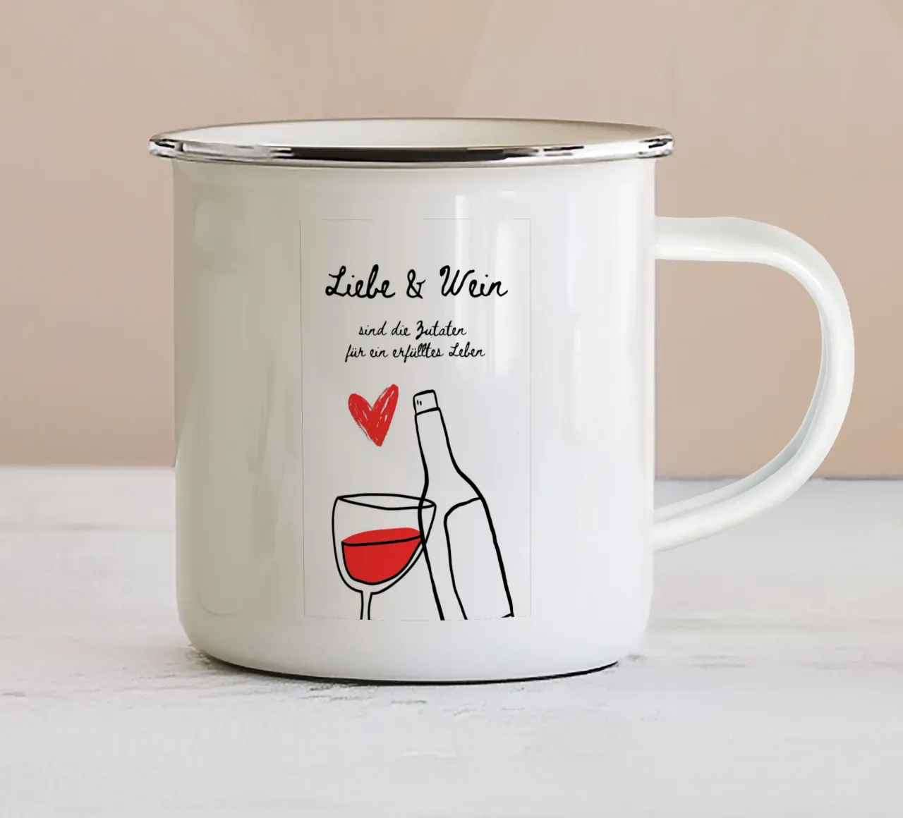 Liebe & Wein mug en émail de DigiWunderwerk