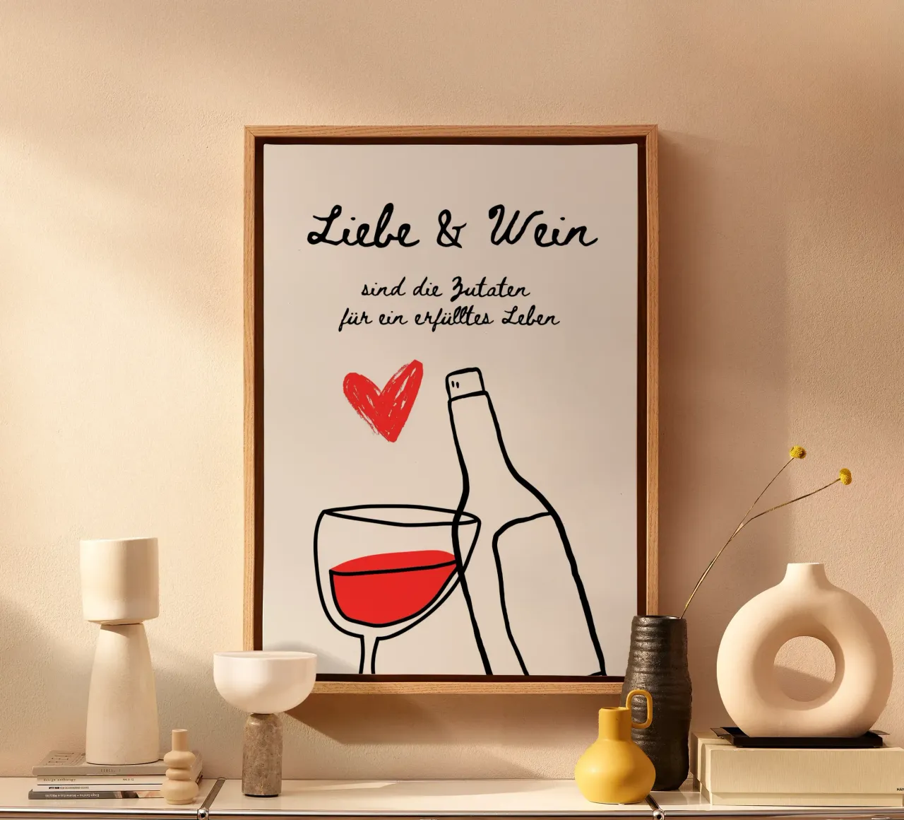 Liebe & Wein tela con Cornice a cassetta da DigiWunderwerk