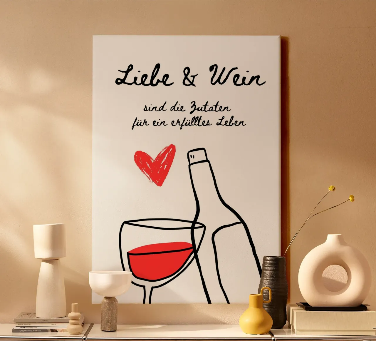 Liebe & Wein tela con Cornice a cassetta da DigiWunderwerk