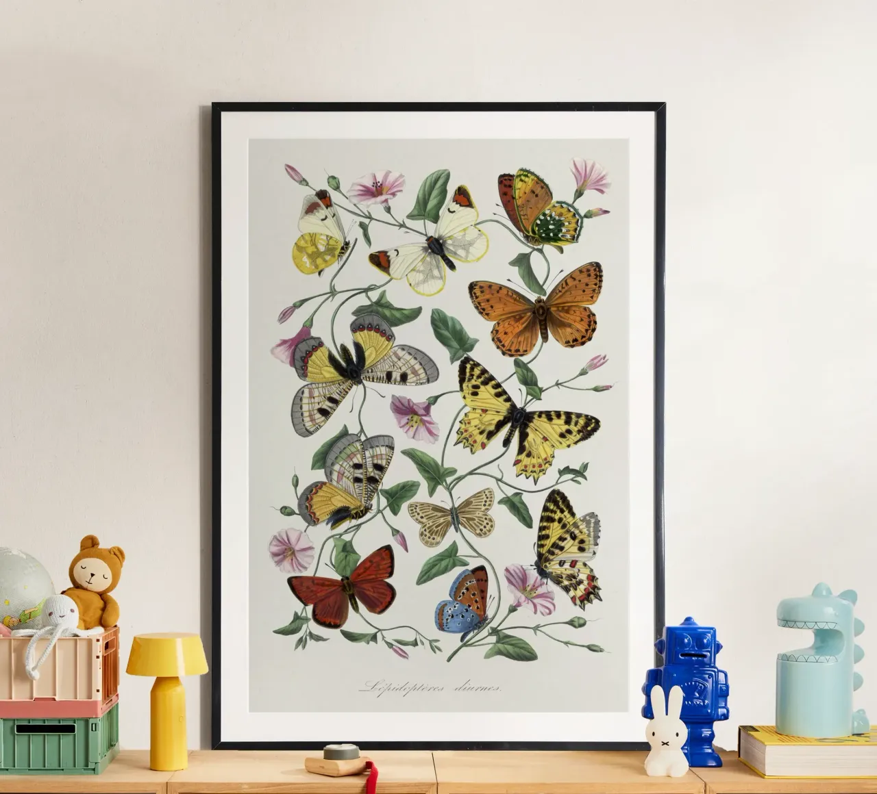 Butterfly & moth painting poster con telaio in alluminio da vintageshop