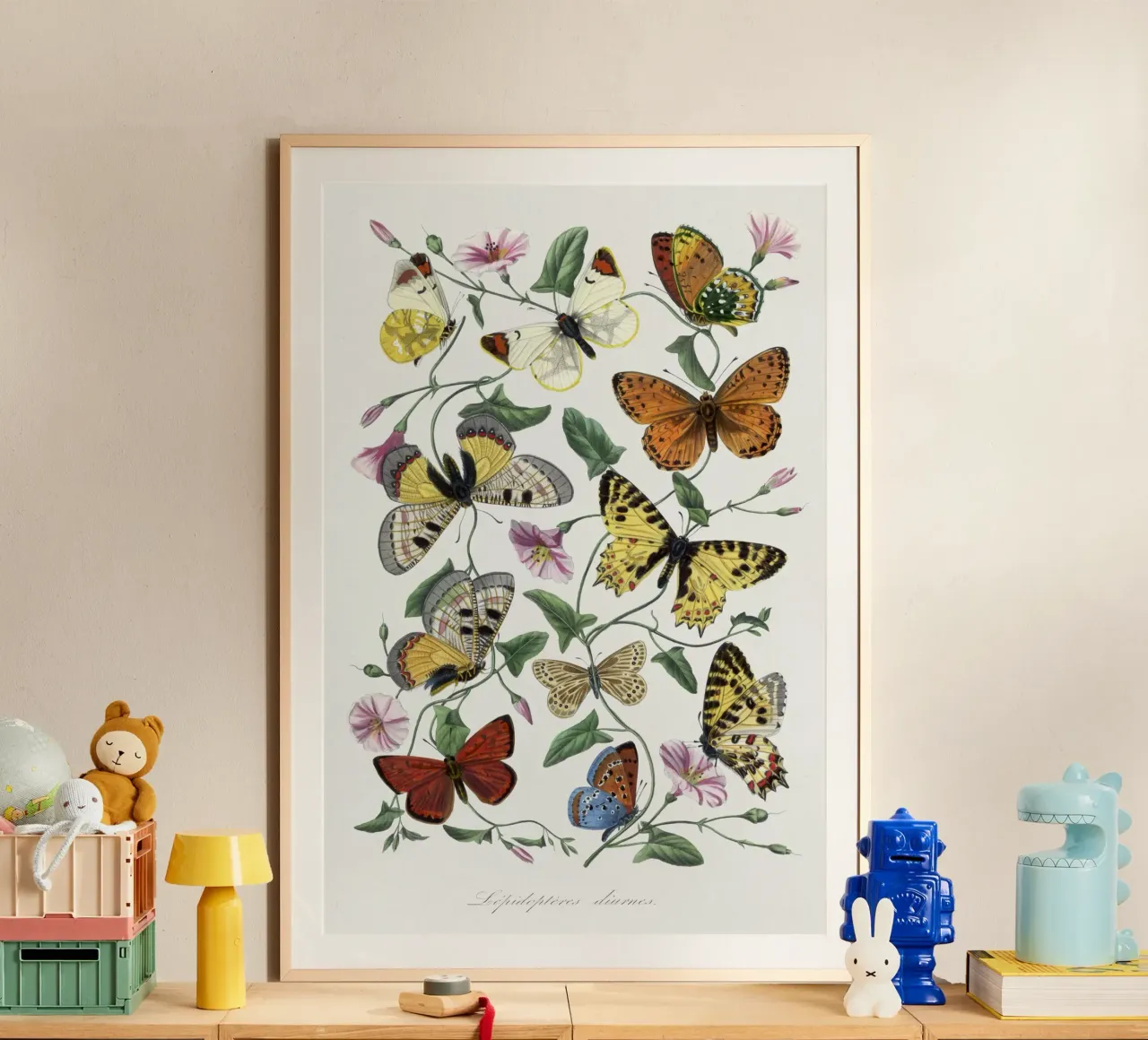 Butterfly & moth painting poster con telaio in alluminio da vintageshop