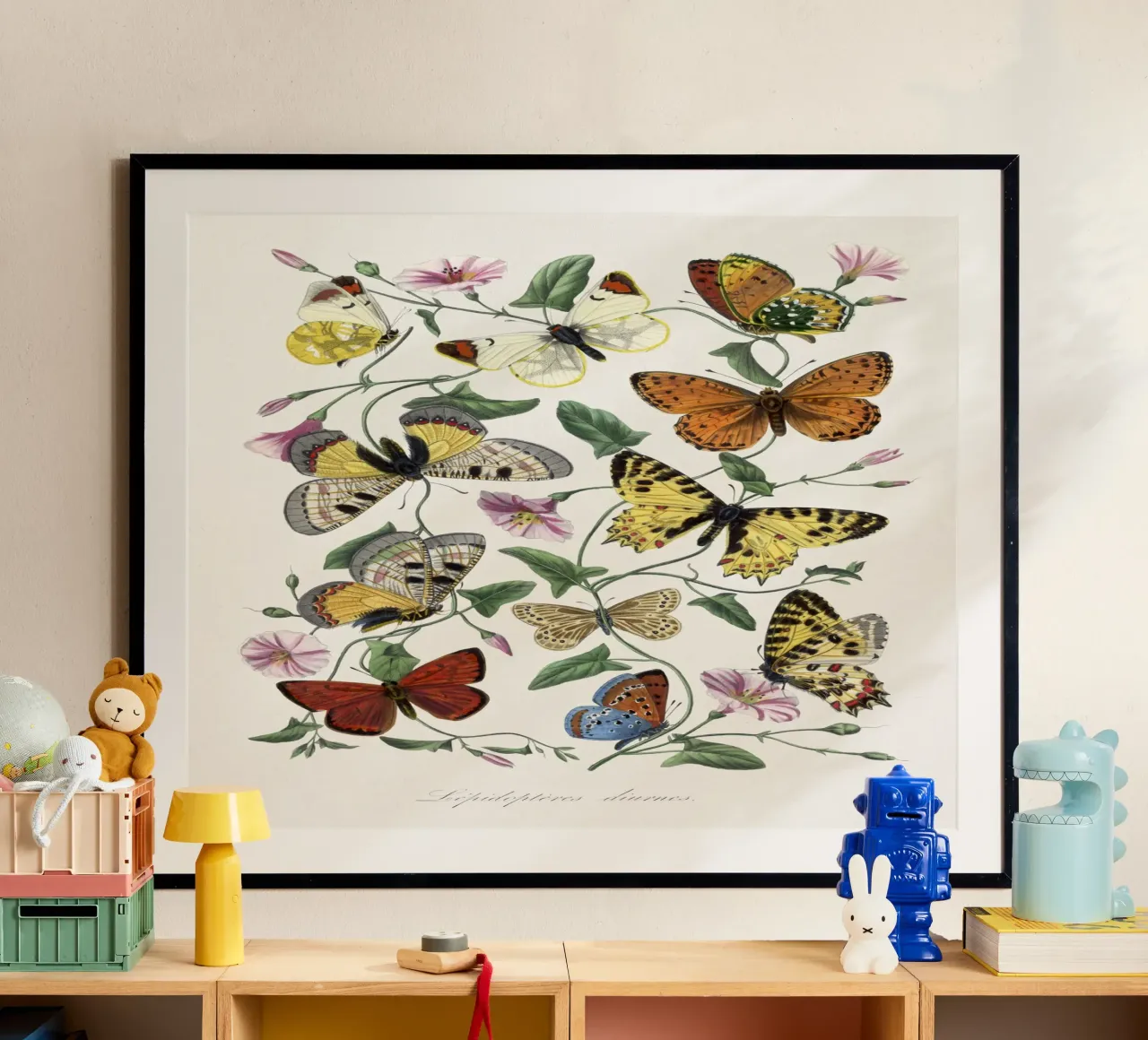 Butterfly & moth painting poster con telaio in alluminio da vintageshop