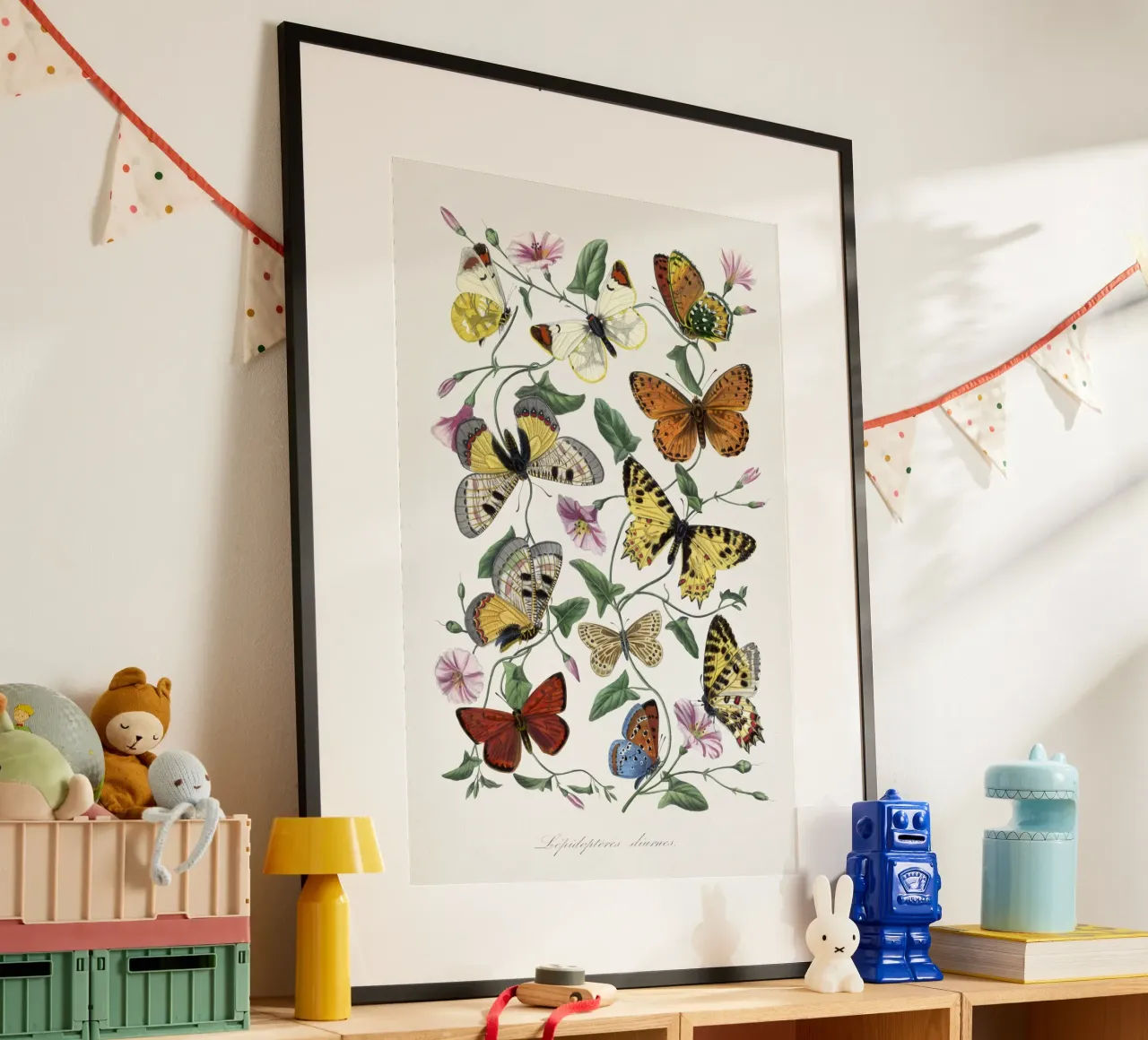 Butterfly & moth painting poster con telaio in alluminio da vintageshop
