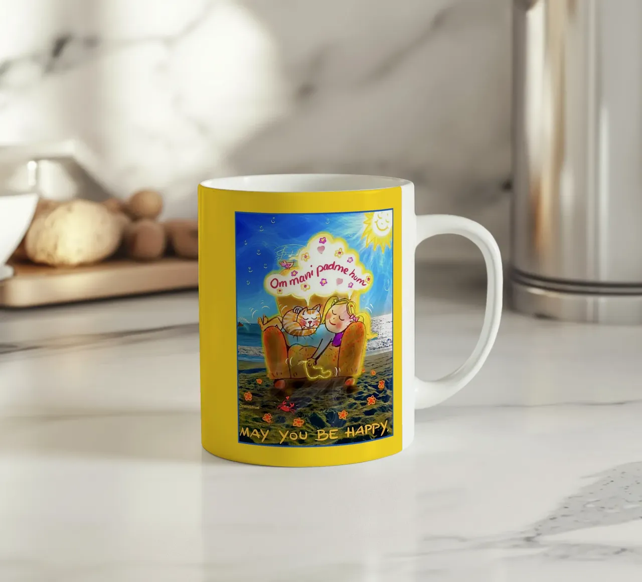 May you be happy tazza in ceramica da Happy 😃 Art 🎨 by Christine Schnoell